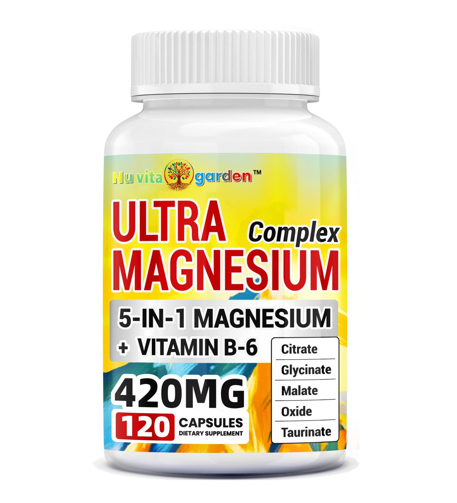 Vitamin B6 & Magnesium Complex 420mg 120 Capsules Highly Purified Essential Mineral | Magnesium Supplement for Muscle Joint & Heart Health - Buy Online on GoSupps.com
