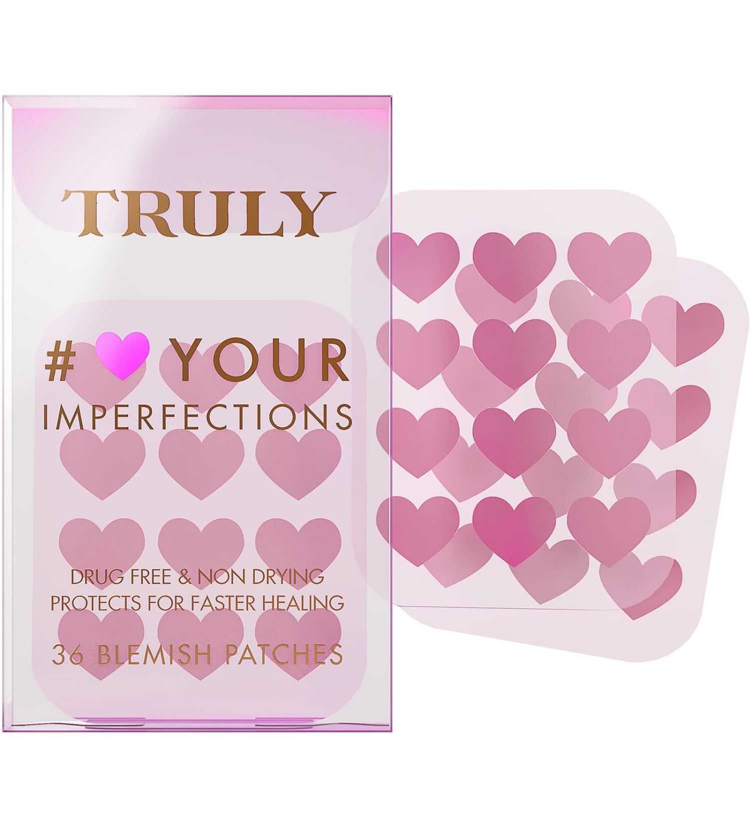 Truly Beauty Heart Your Imperfections Acne Patches - 36 Hydrocolloid Pimple Patches for Face - Cute Heart Shapes, Zit & Blemish Treatment - Buy Online on GoSupps.com