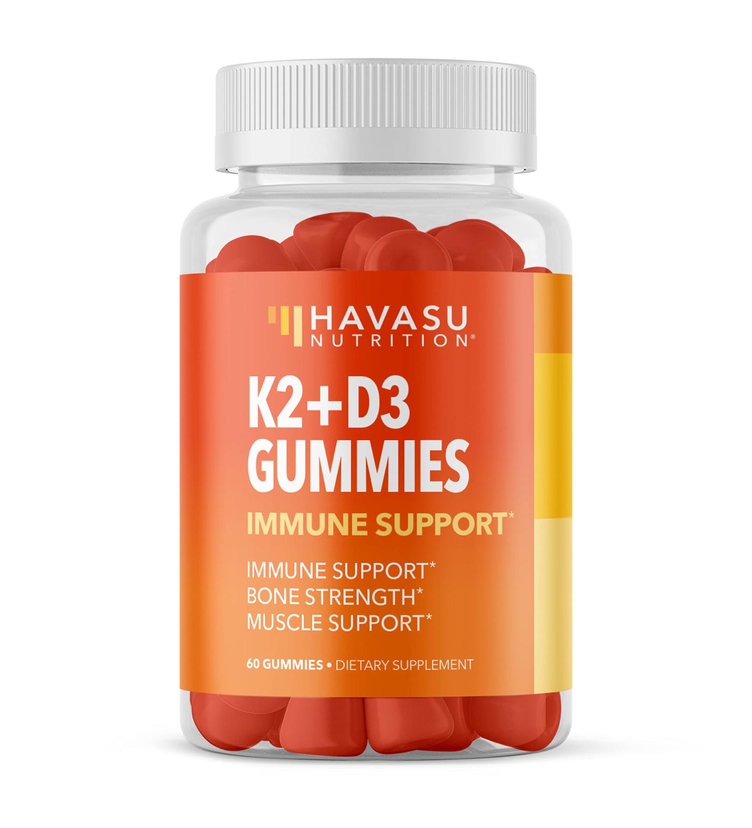 HAVASU NUTRITION Vitamin D3 K2 Gummies | Bone & Muscle Support | 60 Plant-Based Raspberry Flavored Vegan Gummies - Buy Online on GoSupps.com