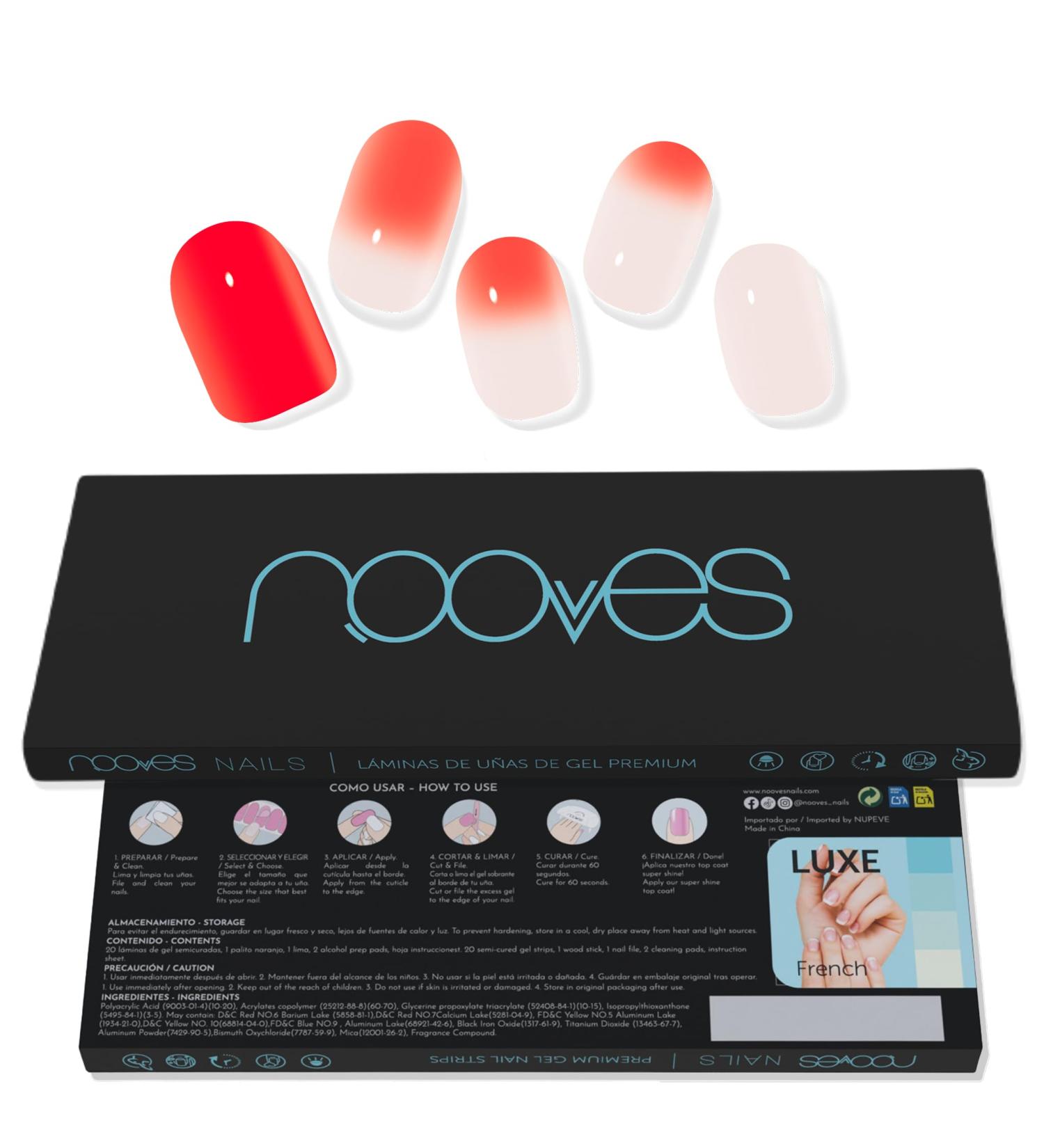 NOOVES NOOVES 20 Sheets Cherry Blossom Colour Changing Gel Nail Polish Premium Semi-Cured Nail Polish 1 Nail File 1 Orange Stick Vegan