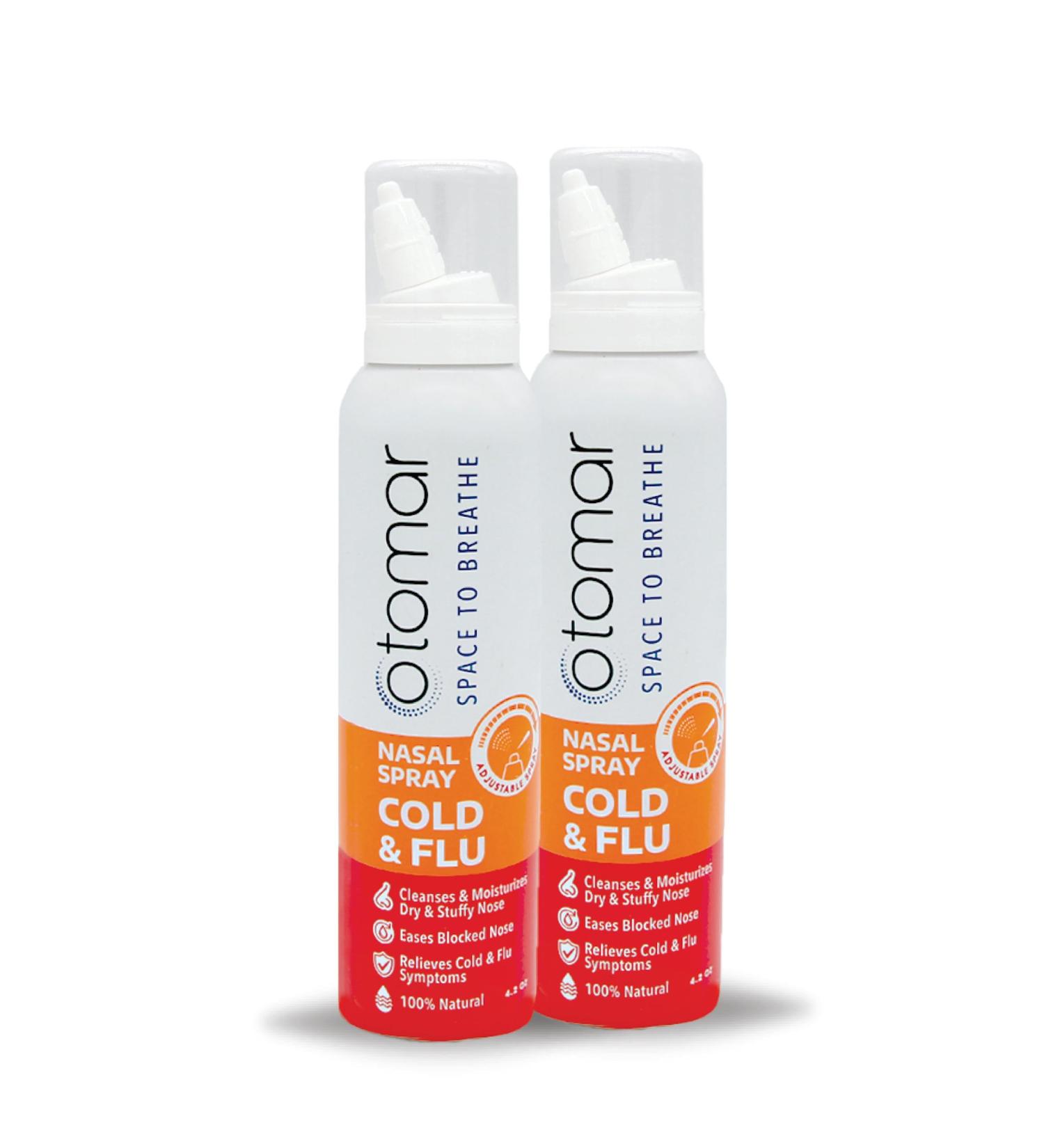 Otomar Adults Cold & Flu Saline Nasal Spray - Sinus Rinse for Blocked Nose & Congestion Relief - Drug-Free Moisturizing Solution - 4.2 oz (Pack of 2) - Buy Online on GoSupps.com