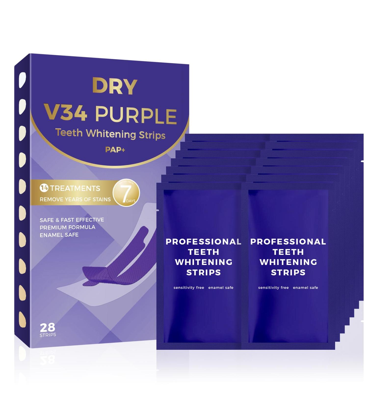 Purple Teeth Whitening Strips | Color Correcting & Enamel Safe | Peroxide Free | 14 Treatments - Sensitivity Friendly - Buy Online on GoSupps.com