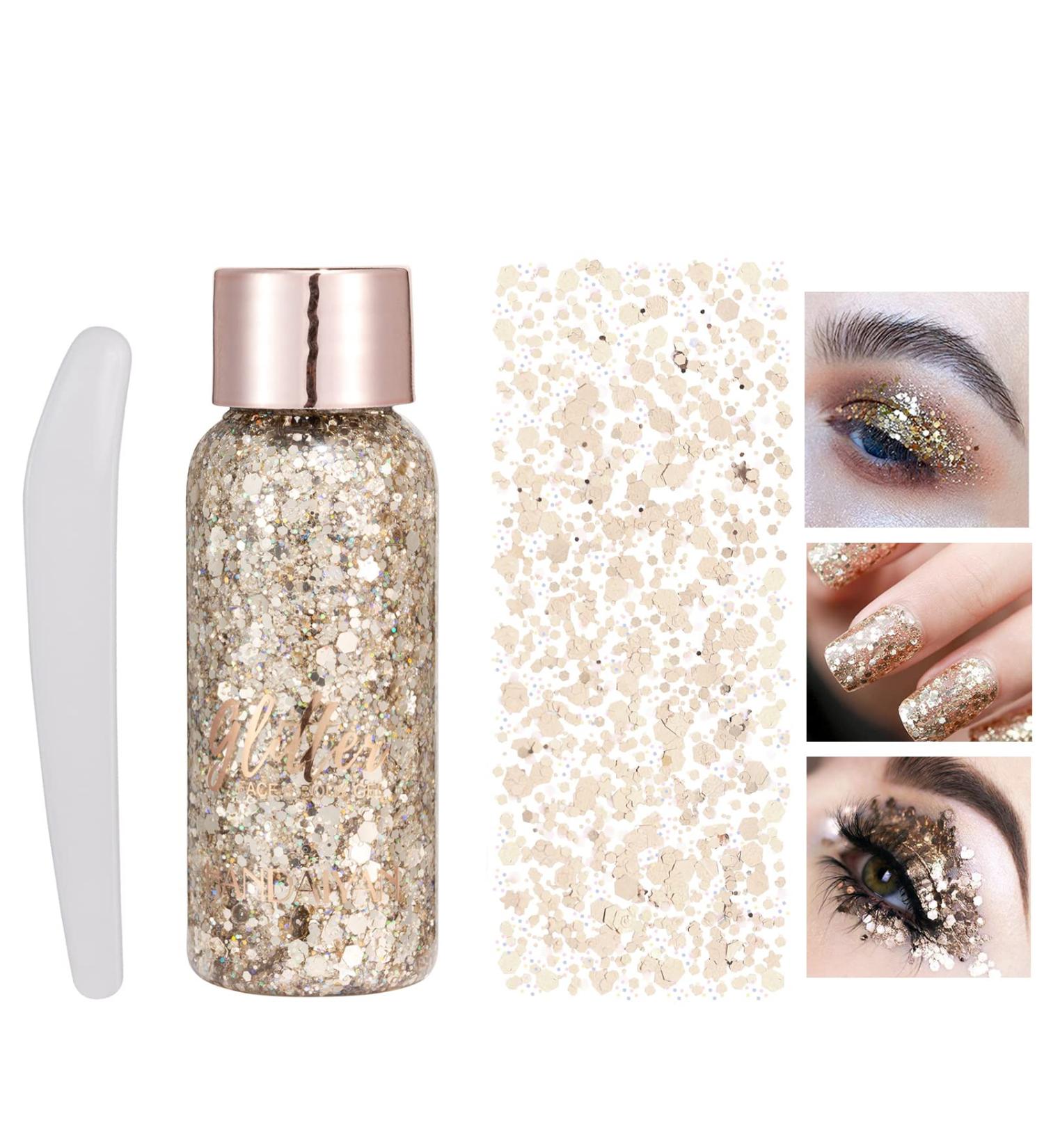 Body Glitter Gel - Festival Face & Body Sparkling Makeup | Mermaid Sequins & Chunky Glitter | 1 Spoon Brown - Buy Online on GoSupps.com