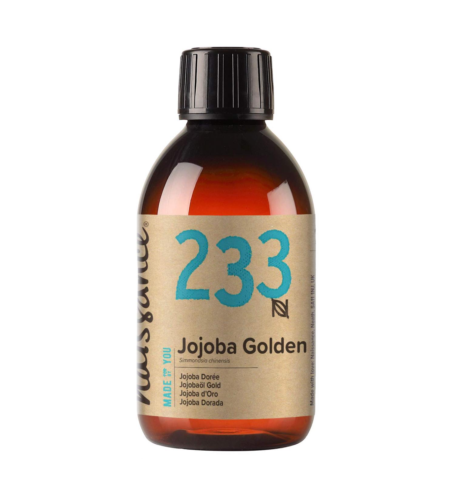 Naissance Cold Pressed Golden Jojoba Oil 8 fl oz - Pure, Natural & Unrefined | Vegan, Hexane Free & Non-GMO | Ideal for Aromatherapy & Massage | Moisturizes Hair & Skin - Buy Online on GoSupps.com