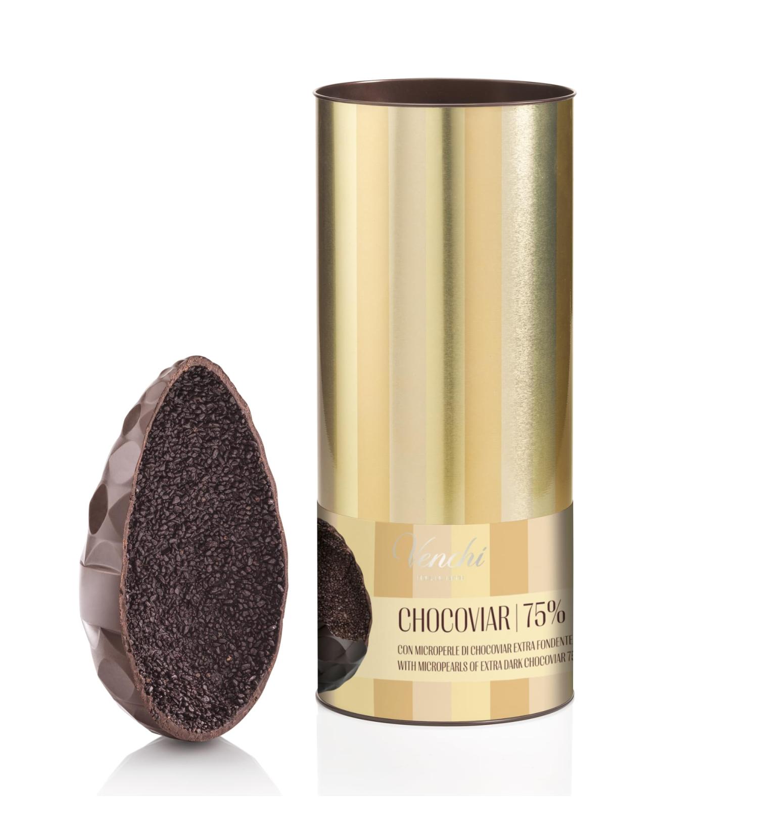 Venchi - uf au Chocolat Chocoviar 75% 350 Gr Go t Chocolat Extra Noir avec Microperles de Chocoviar Sans Gluten avec Surprise Collection de P ques Venchi Id e Cadeau - Buy Online on GoSupps.com