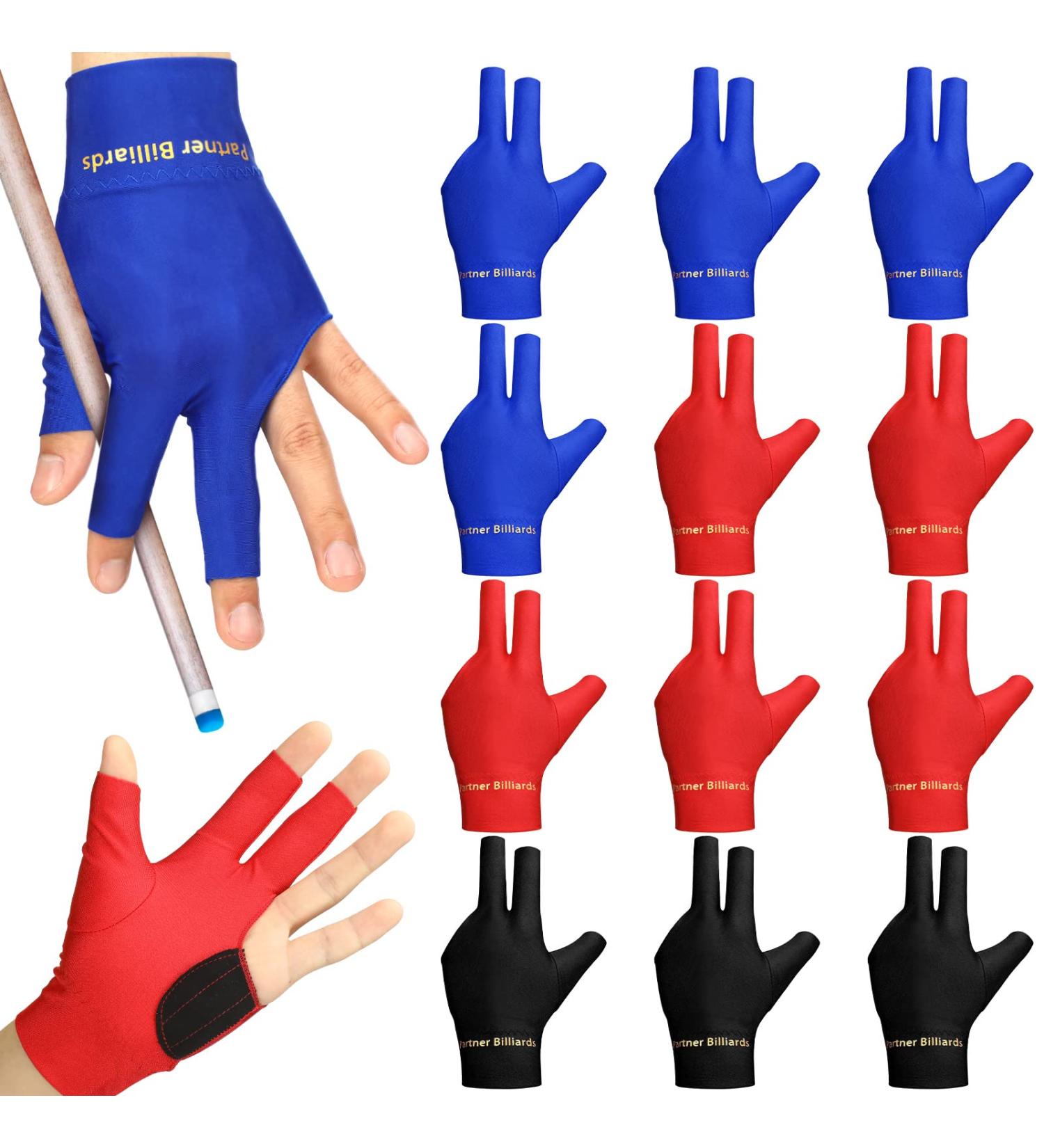 Junkin 15 Pcs 3 Fingers Elastic Billiard Pool Gloves - For Women and Men Left Hand - Buy Online on GoSupps.com