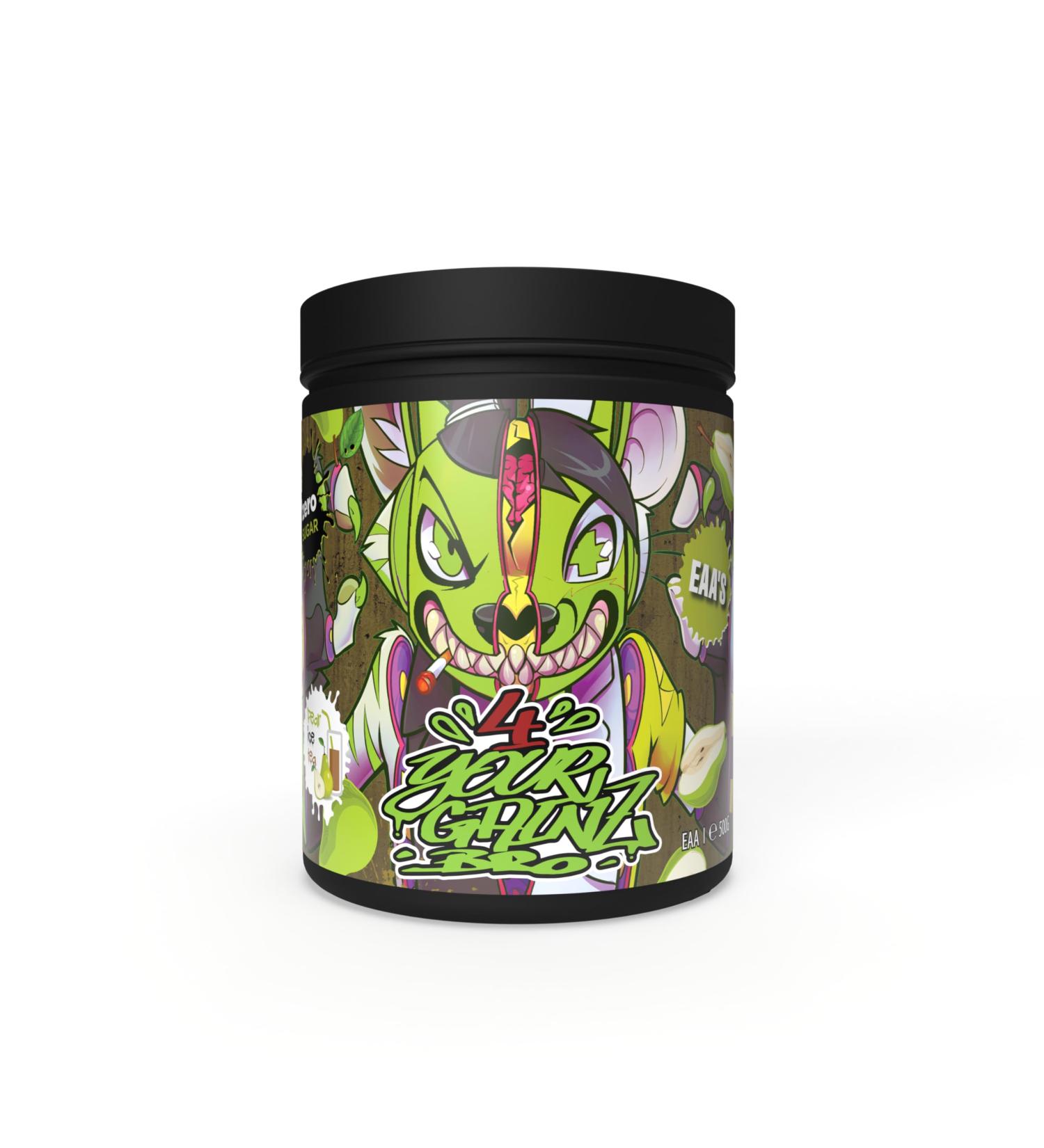 4YourGainz Bro EAA Keto-Blend Amino Acids - Vegan BCAA for Bodybuilding - 500g Pear Ice Tea Flavor | International Shipping Available - Buy Online on GoSupps.com