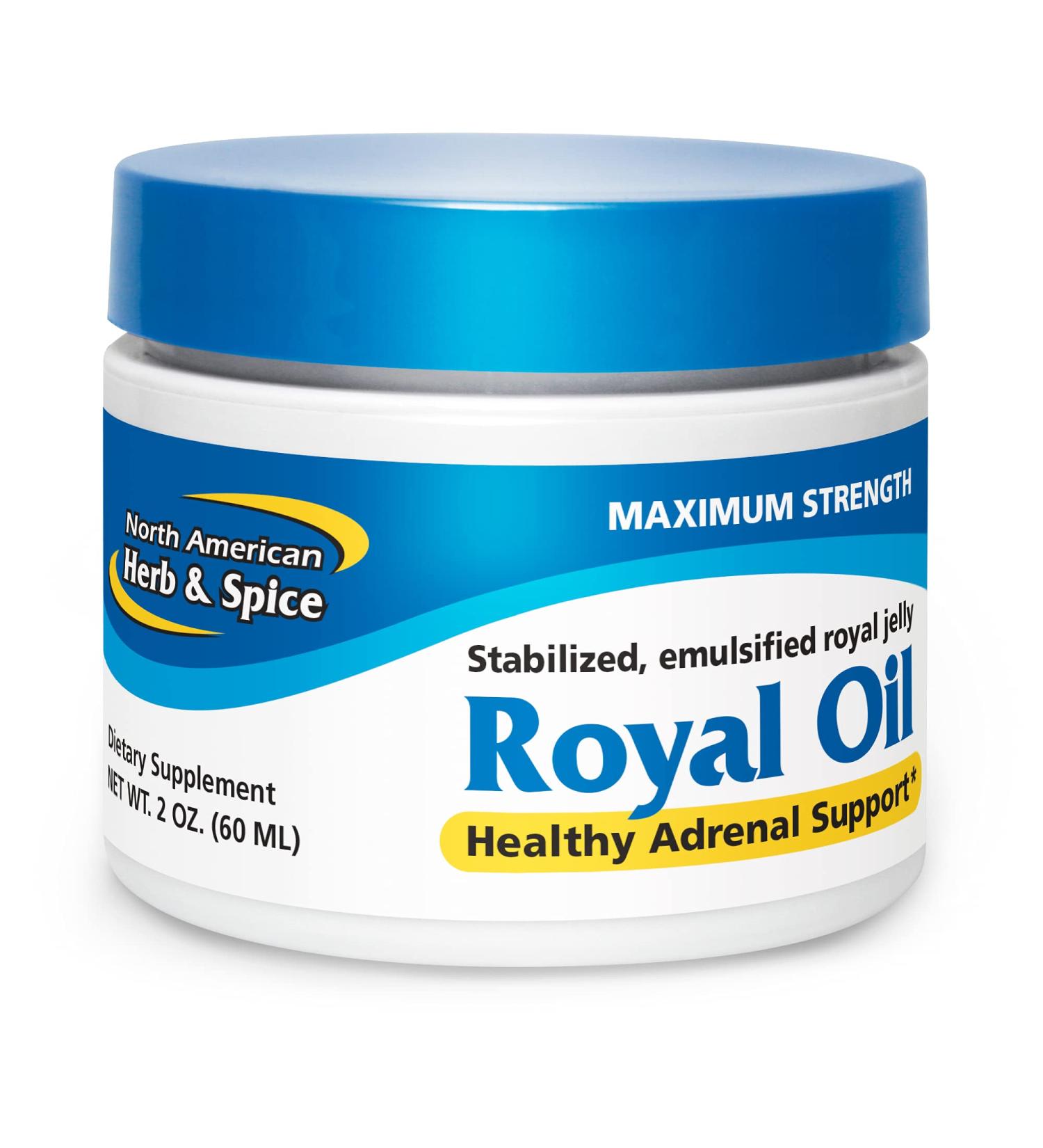 NORTH AMERICAN HERB & SPICE Royal Oil - 2 fl. oz. - Raw Royal Jelly - Healthy Adrenal Support Fights Stress - High in 10-HDA & B Vitamins - Non-GMO - 20 Servings - Buy Online on GoSupps.com