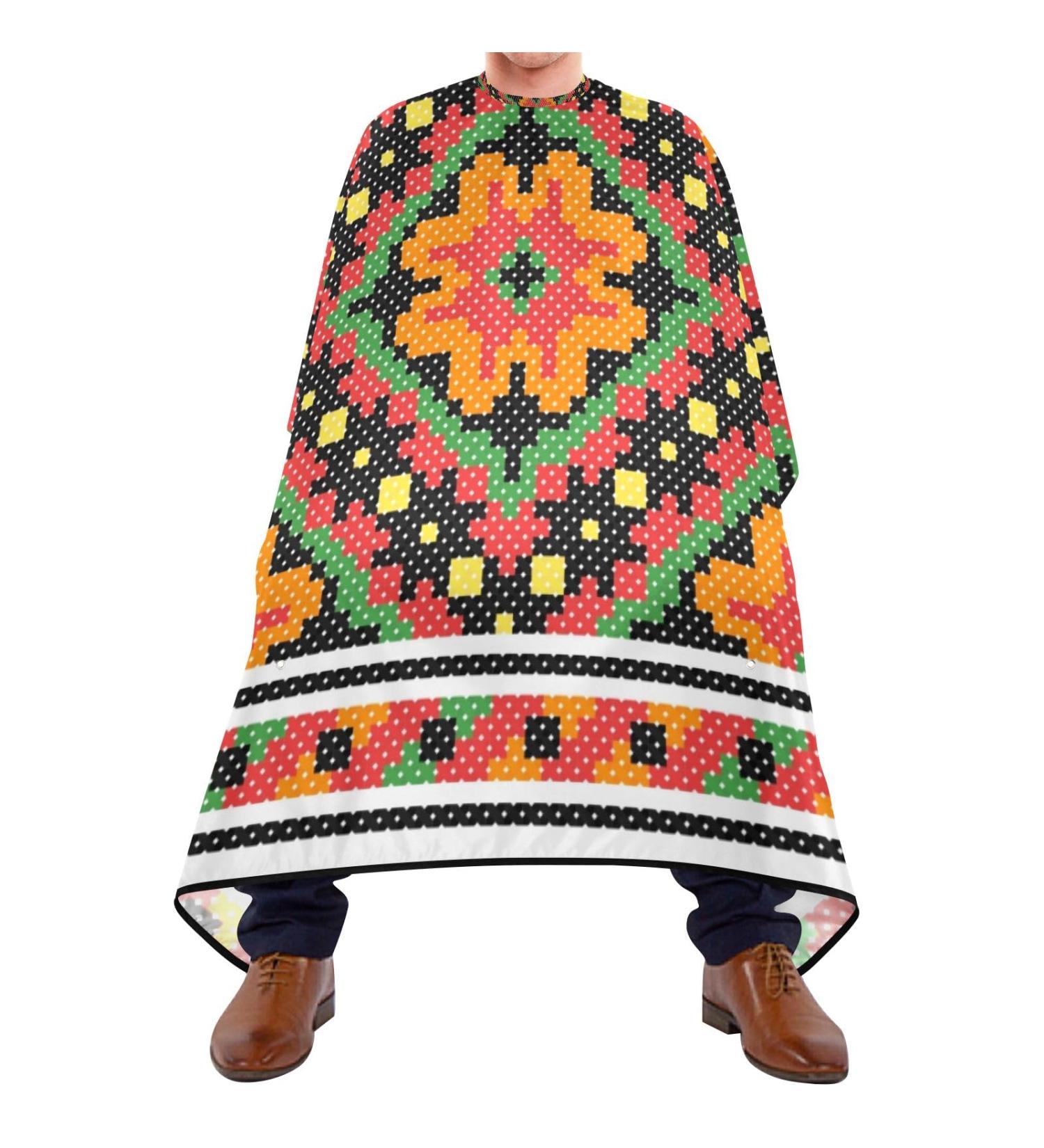 Waterproof Barber Cape - Vintage Geometric Orange Cheetah Haircut Bib for Men & Women | Unisex Hair Cutting Cape - Shop Now - Buy Online on GoSupps.com