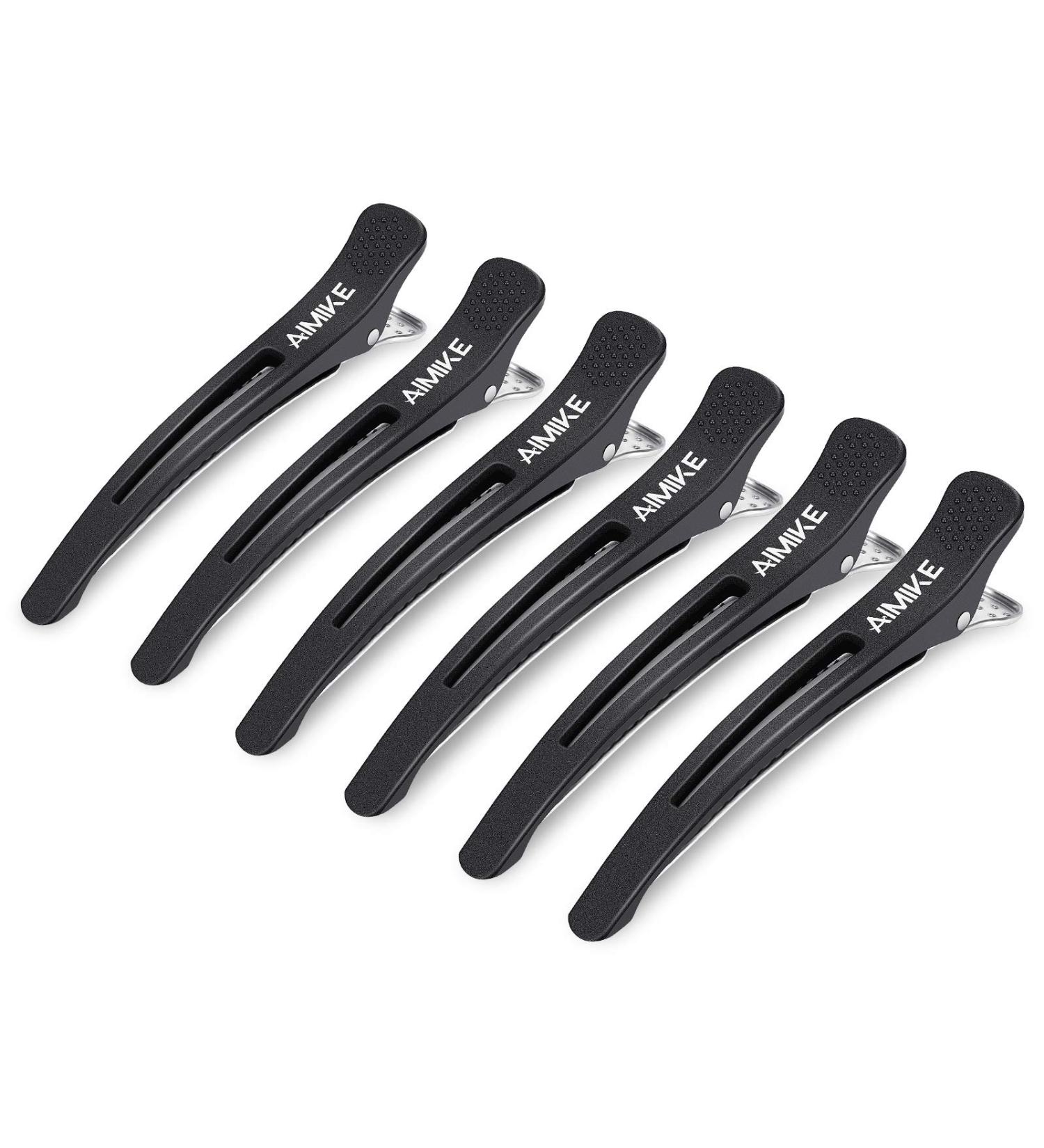 Aimike 6pcs Professional Non-Slip Hair Clips for Styling - Black Duck Billed Clips for Salon and Home Hair Cutting by Hairdressers - Women Men - Buy Online on GoSupps.com