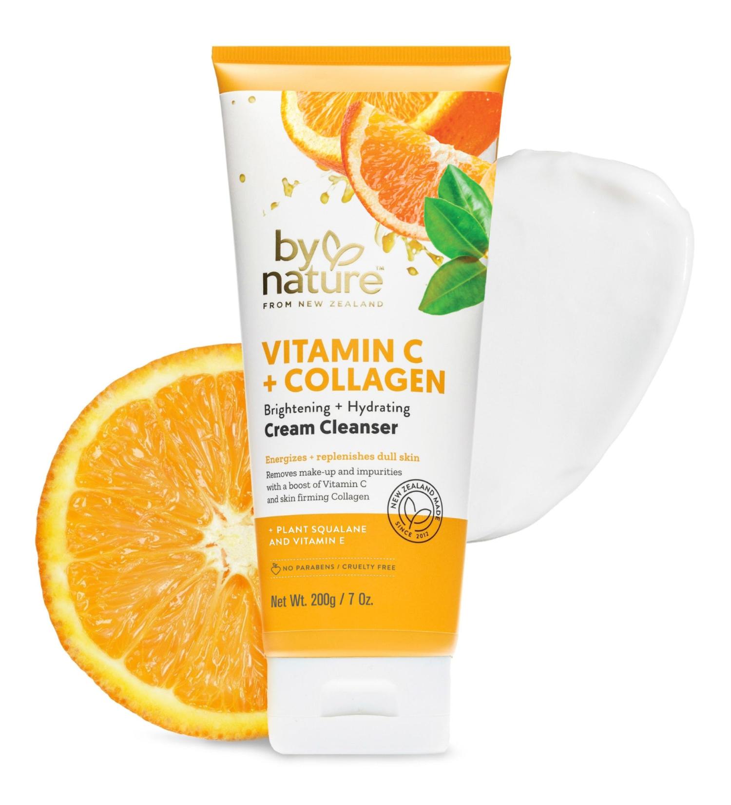 By Nature Vitamin C + Collagen Face Cream Cleanser - Daily Makeup Remover and Facial Wash from New Zealand (7 Oz) 7 Ounce (Pack of 1) Cream - Buy Online on GoSupps.com