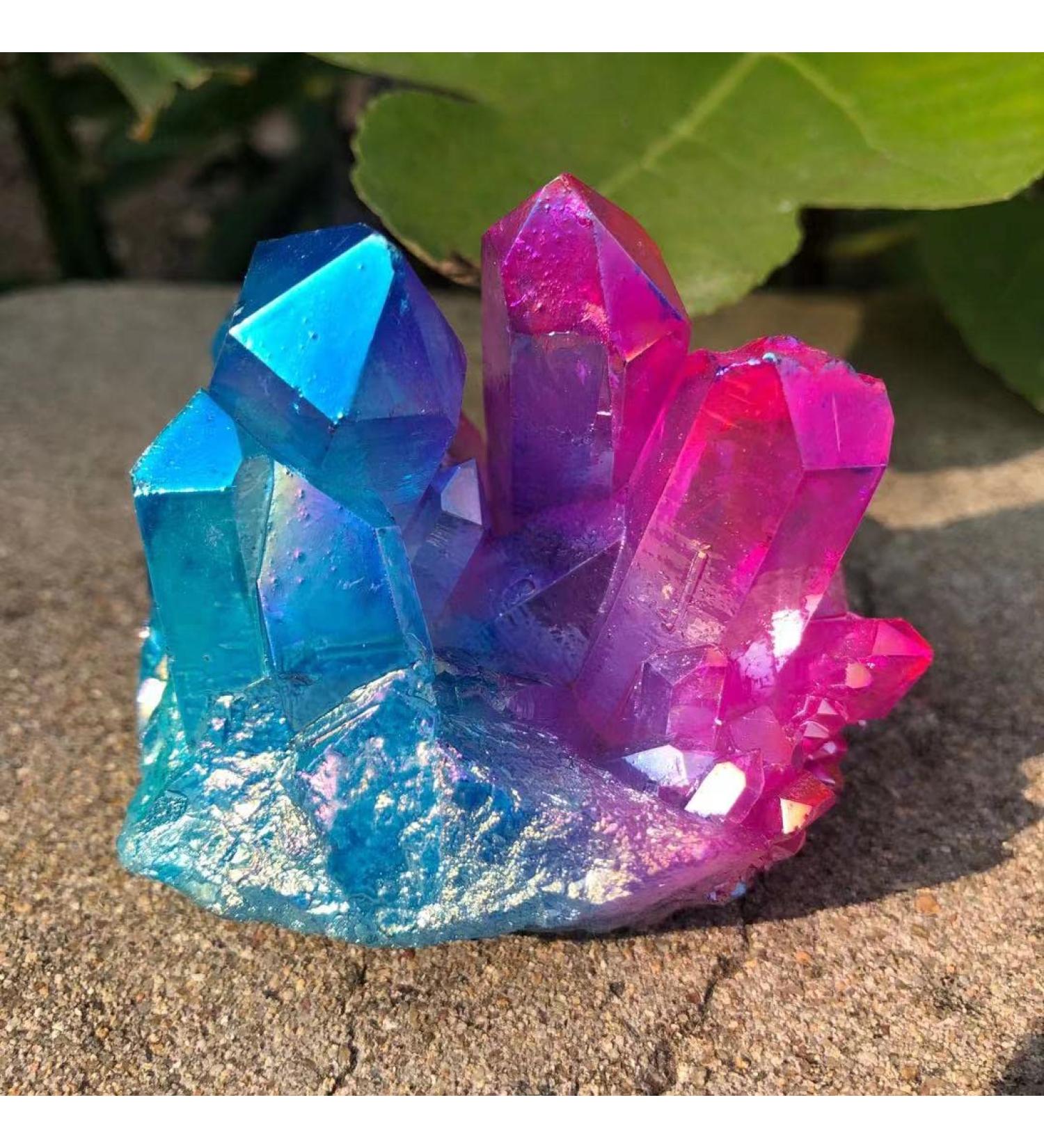 100-200g Natural Crystal Bluish Violet Angel Aura Quartz Cluster Specimens Titanium Coating Quartz Cluster Suitable for Home Home Collections (Size : 100-150g) - Buy Online on GoSupps.com