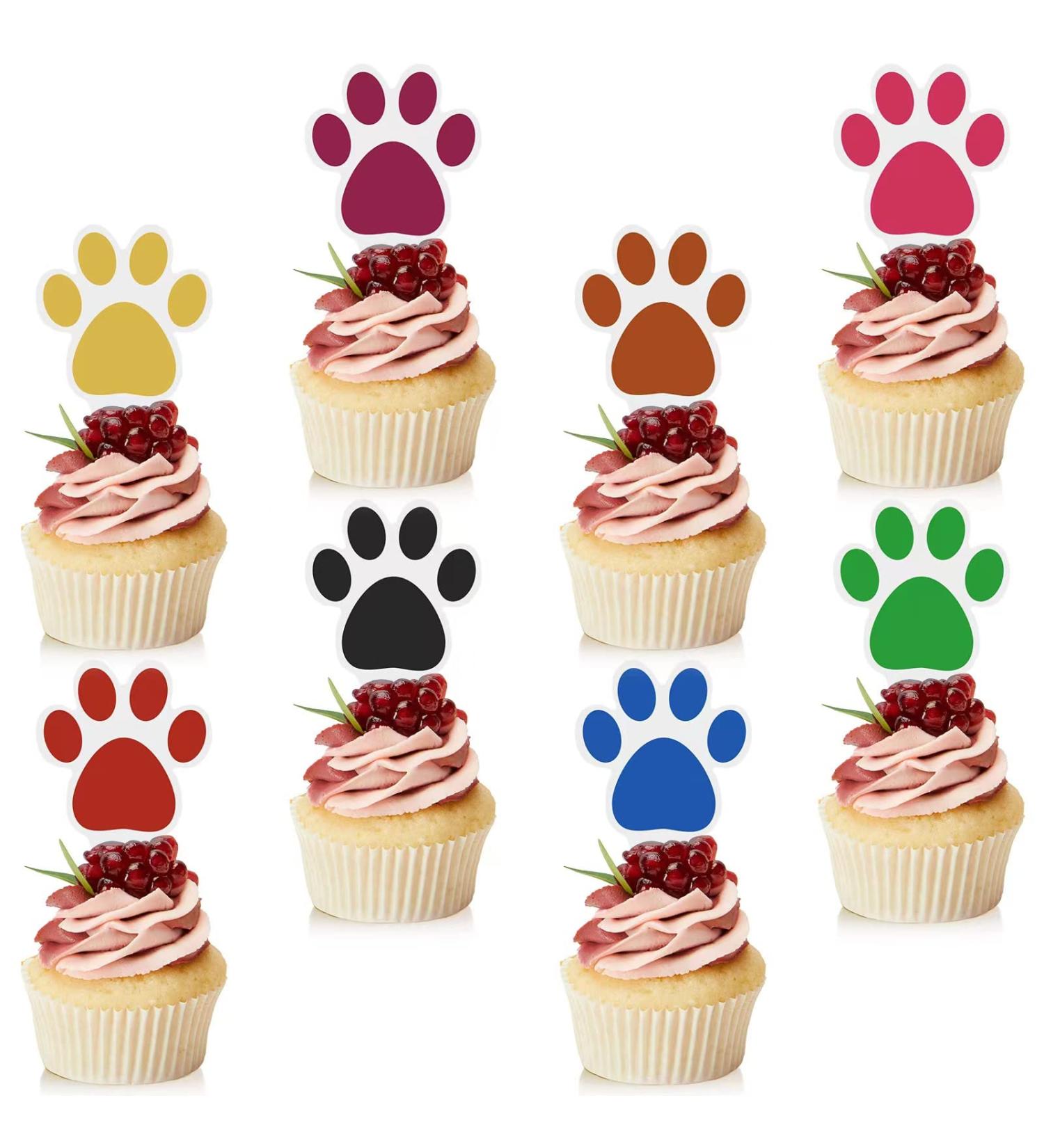 Weecent 48 Pcs Paw Cake Topper - 8 Color Paw Print Cupcake Topper Dog Birthday Party Supplies Dog Cupcake Toppers Pet Puppy Dog Birthday Party Decorations Multicolored - Buy Online on GoSupps.com