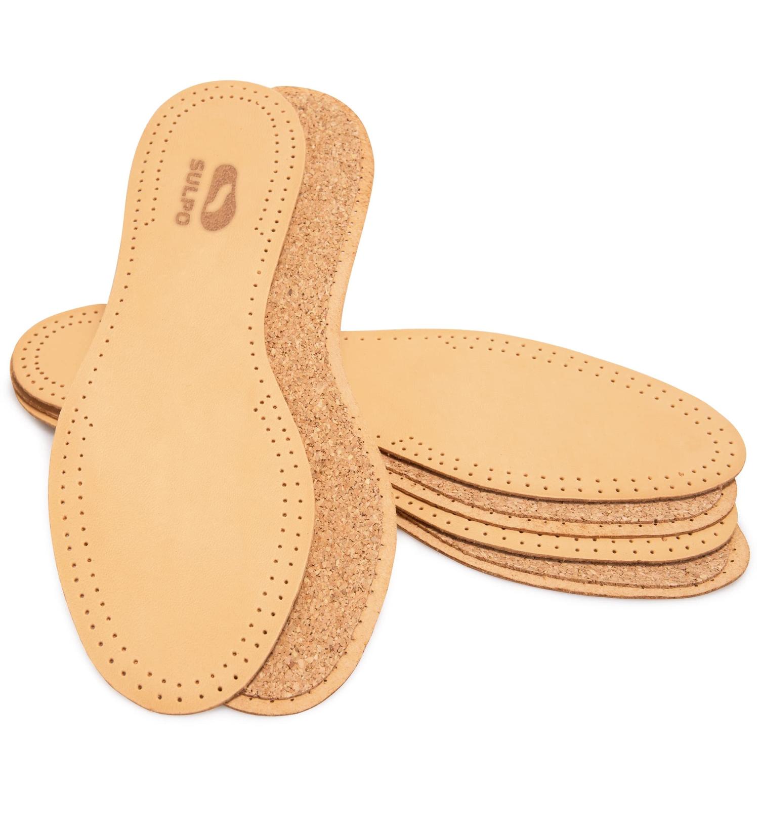 Sulpo Plant-Tanned Leather Insoles with Natural Cork | Anti-Odor Inserts for Sweating Feet | Unisex Comfort | Size 46 - Buy Online on GoSupps.com
