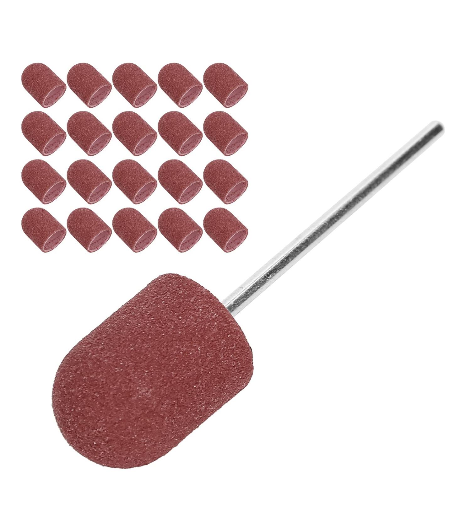 Nail Sanding Drill Bit 0.5 X 0.7in Easy To Store High Strength Nail Polishing Sanding Head Fine Sandpaper with Shaft for Grinding(Brown) - Buy Online on GoSupps.com