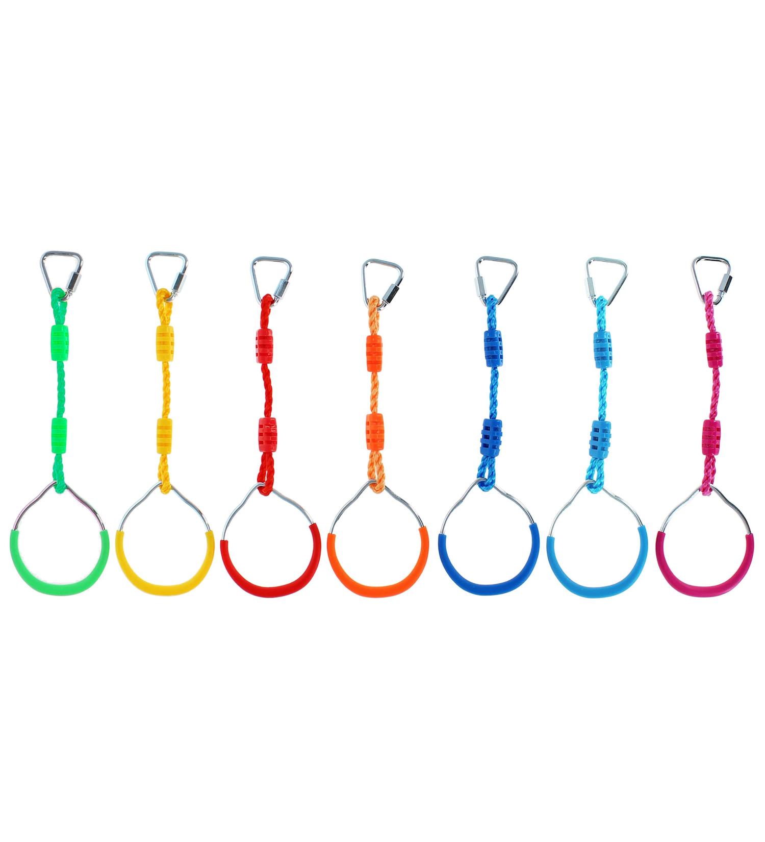 Get Out! 7pc Colorful Gymnastic Rings - Ninja Line Attachment for Swing Set and Jungle Gym - Buy Online on GoSupps.com