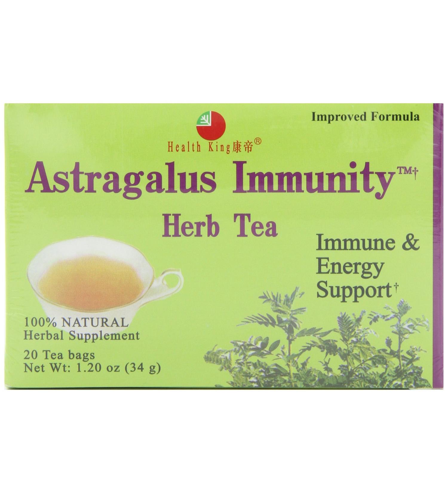 Health King Astragalus Herbal Tea - 20 Teabags (Pack of 4) | Boost Immunity Naturally - Buy Online on GoSupps.com