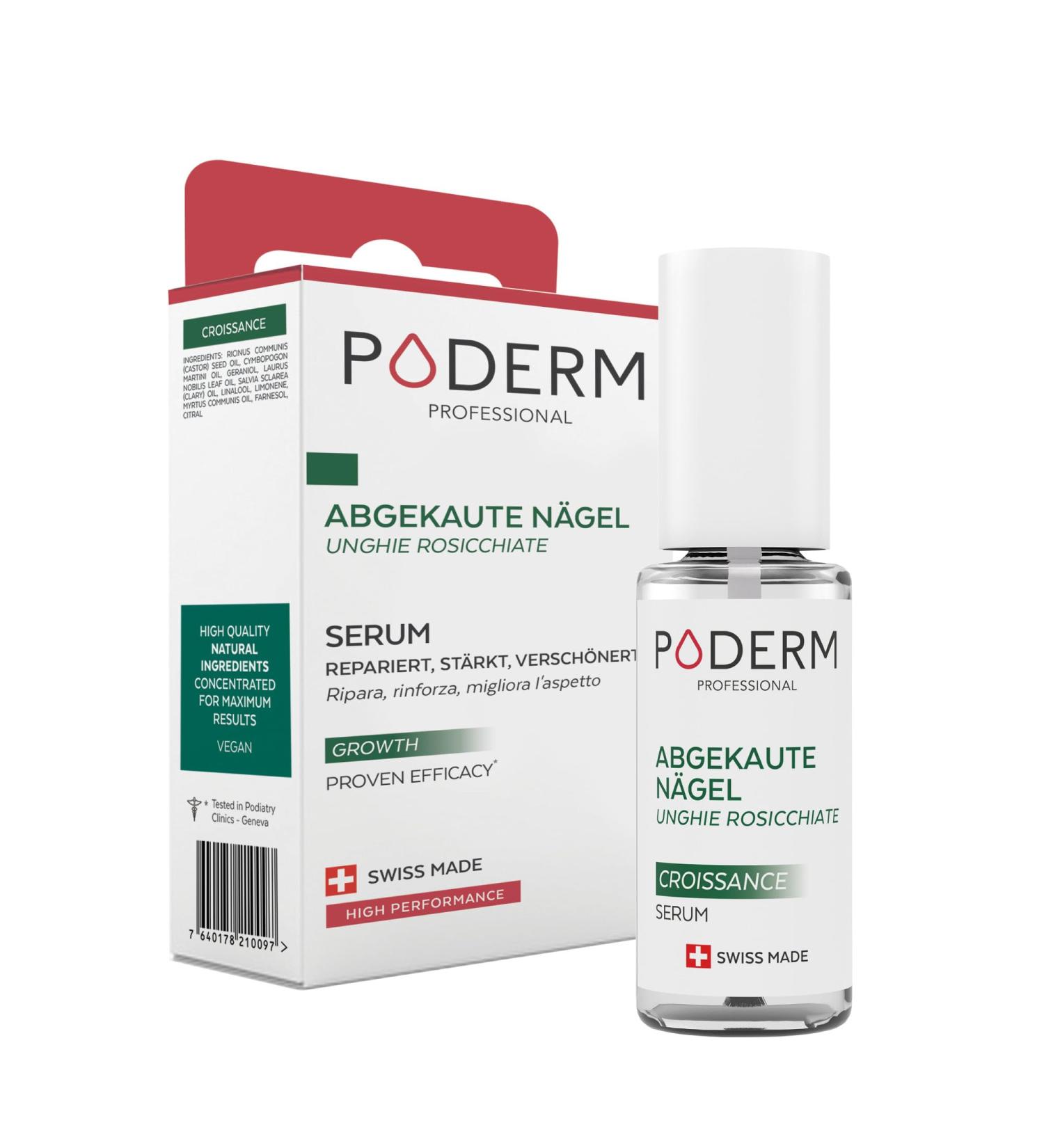 Poderm STOP N gelkauen - Anti-Stress Care Serum for Nail Biting - 100% Natural Growth Activator - Swiss Made for Adults & Children - Buy Online on GoSupps.com