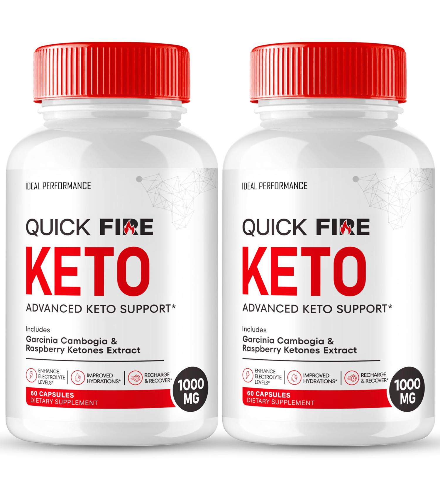 Quick Fire Keto Capsules QuickFire Advanced Formula Supplement Pills - Maximum Strength Quick Fire Health and Wellness Capsules All Natural Keto Pills QuickFire Keto Reviews (2 Pack)