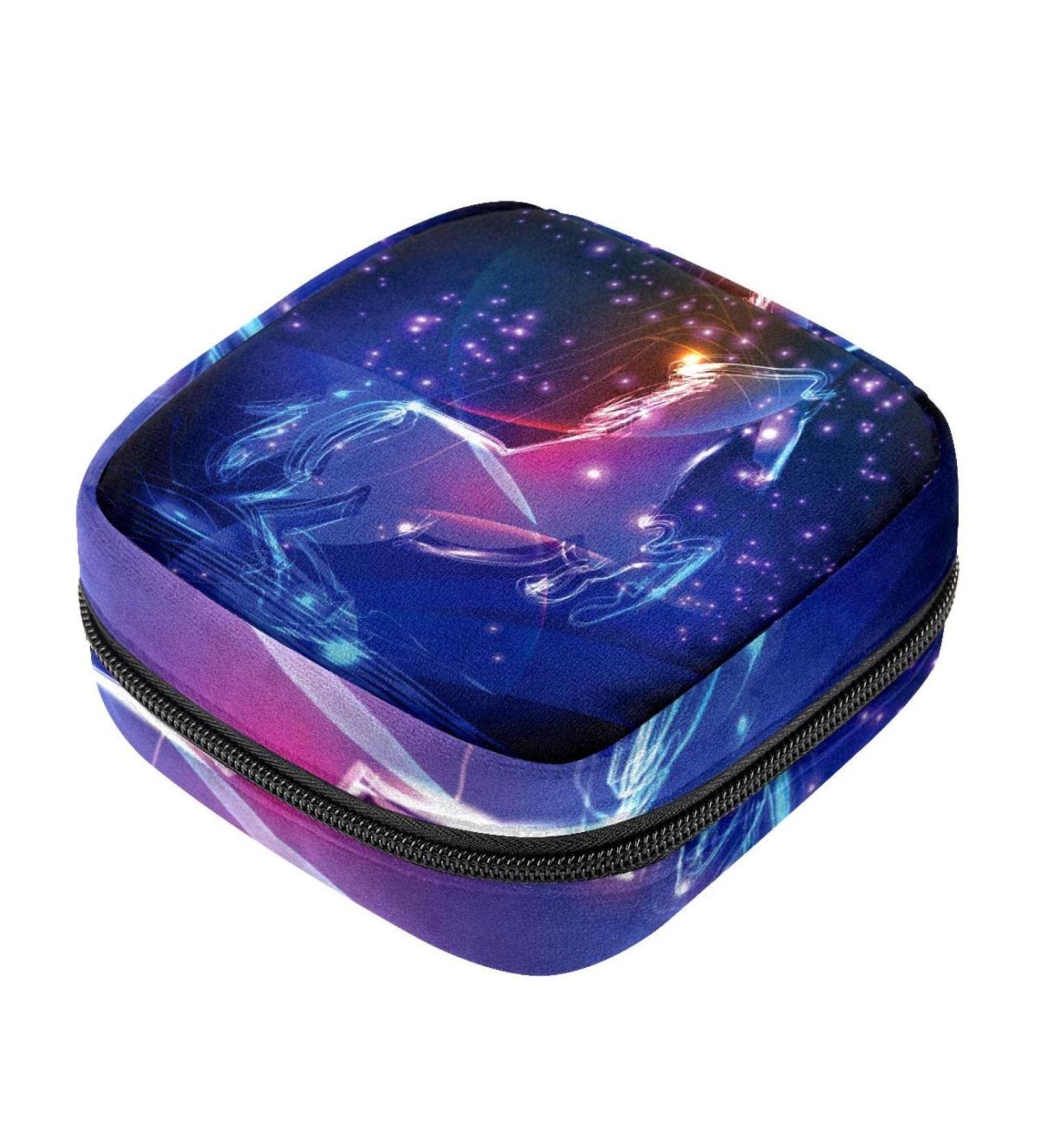 Portable Period Kit Bag | Feminine Product Pouch for Girls | Pads & Tampons Travel Bag with Zipper | Horse Animal Print | Multicoloured - Buy Online on GoSupps.com
