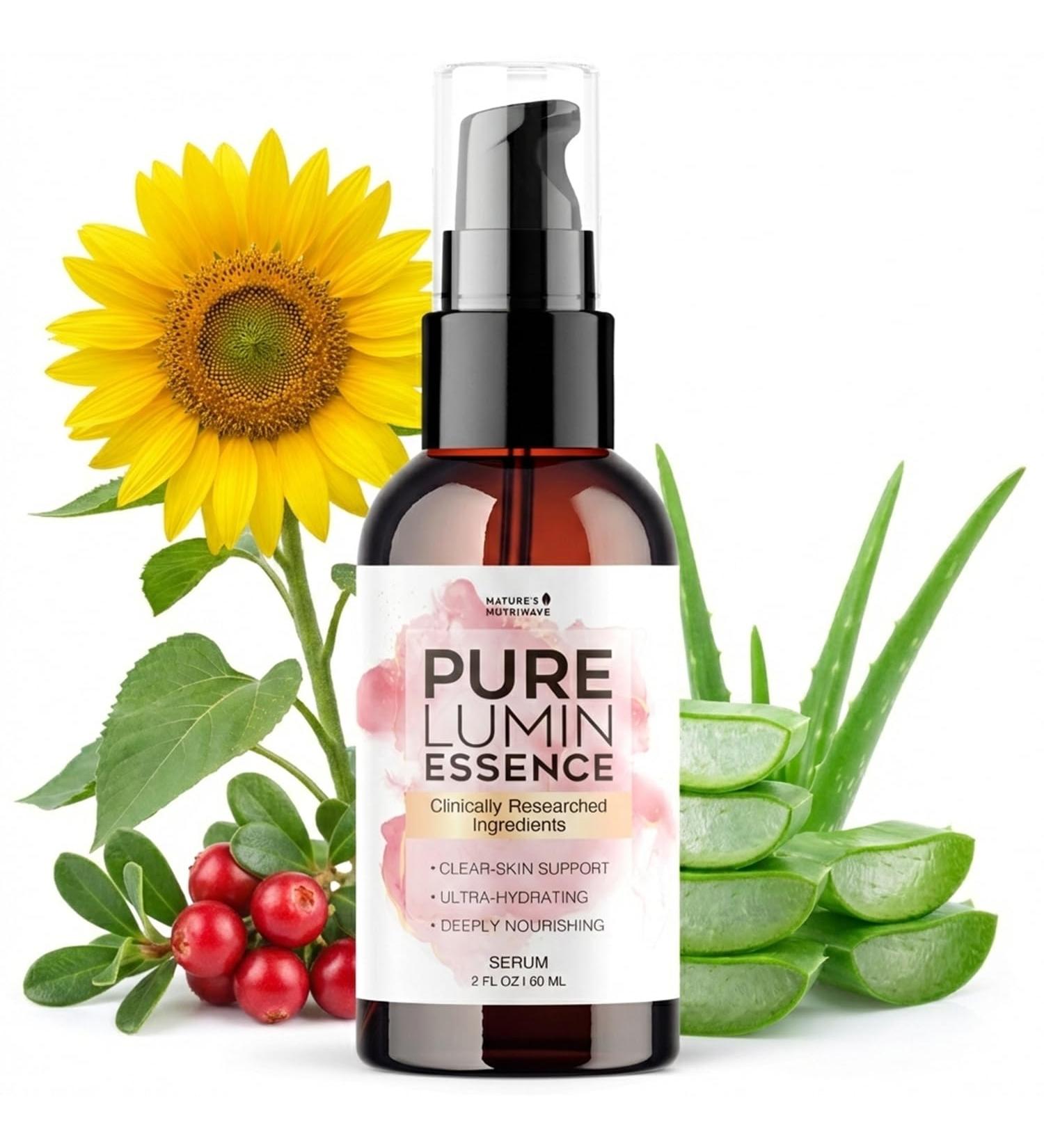 PureLumin Essence Natural Hydrating Serum for Skin Brightness and Nourishment Plant-Based Formula Non-GMO GMP Certified 2 fl oz (60 mL) 1 Month Supply 2 Fl Oz (Pack of 1) - Buy Online on GoSupps.com