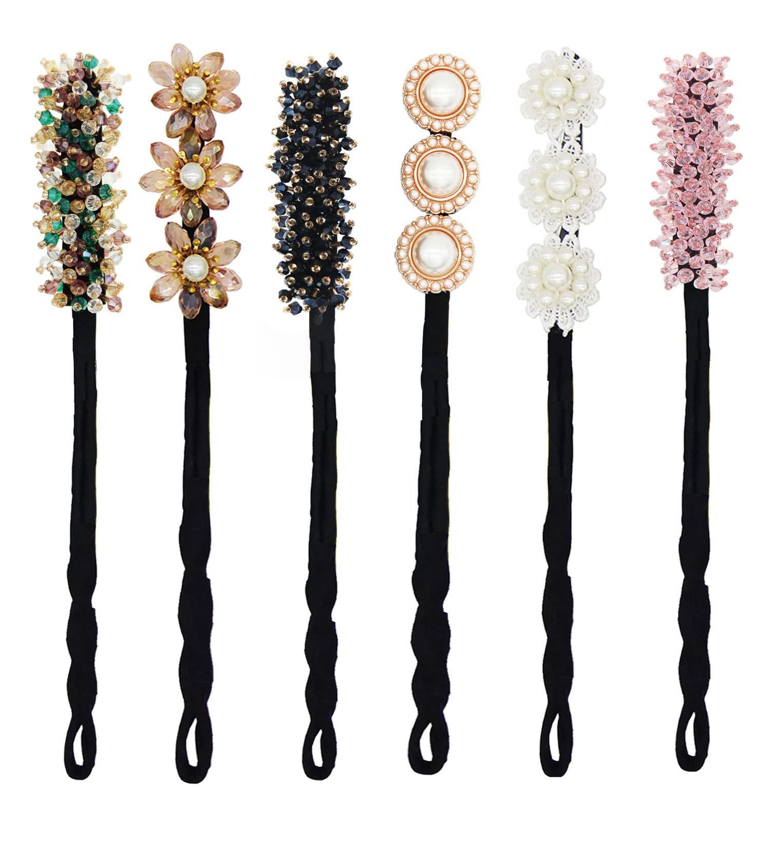 JDXN Hair Bun Maker 6-Piece Set | Shining Flower Deft Bun Maker for French Twist Hairstyles | Hair Accessories for Girls | Mixed Color Set 2 - Buy Online on GoSupps.com