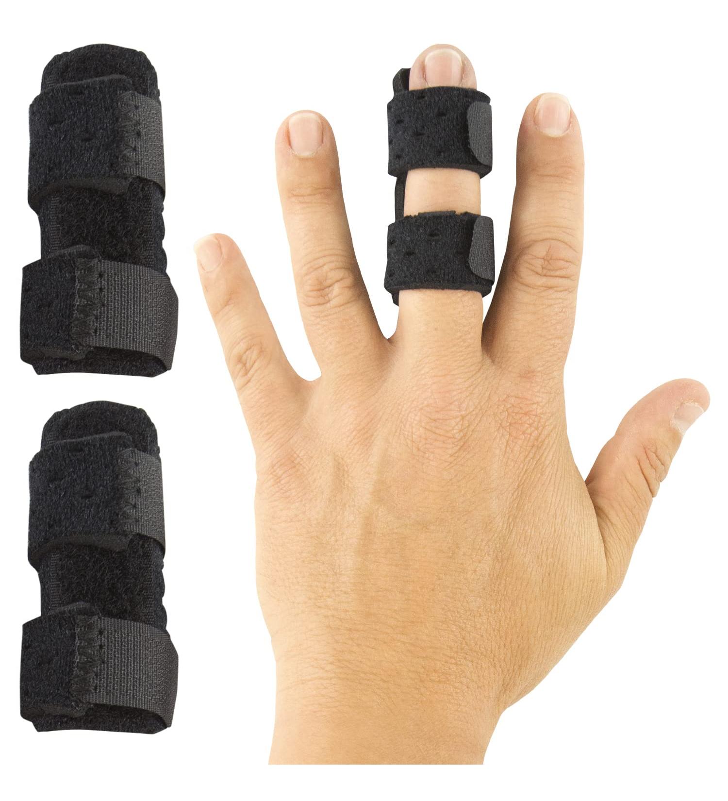Vive Finger Splint (2 Pack) - Universal Finger Straightener for Arthritis and Pain Relief - Adjustable Brace for Trigger and Broken Fingers - Support for Middle, Index, Ring, Pinky - Black - Buy Online on GoSupps.com