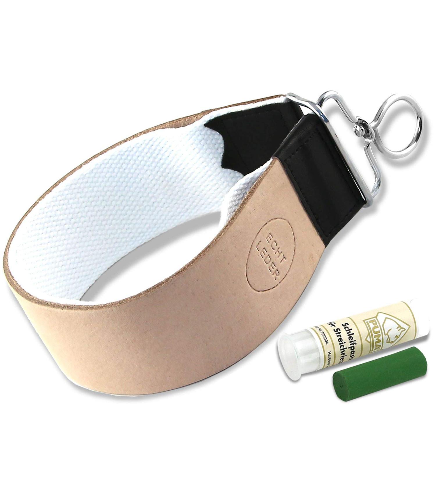 Professional Leather Strop for Razor Sharpening - 2-Part with Cotton & Solingen Grinding Paste - International Shipping Available - Buy Online on GoSupps.com