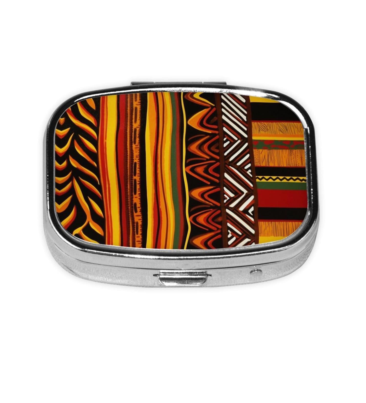 African Striped 2 Compartment Pill Case | Cute Small Pill Box Organizer for Travel & Gifts | Perfect for Pocket & Purse - Buy Online on GoSupps.com
