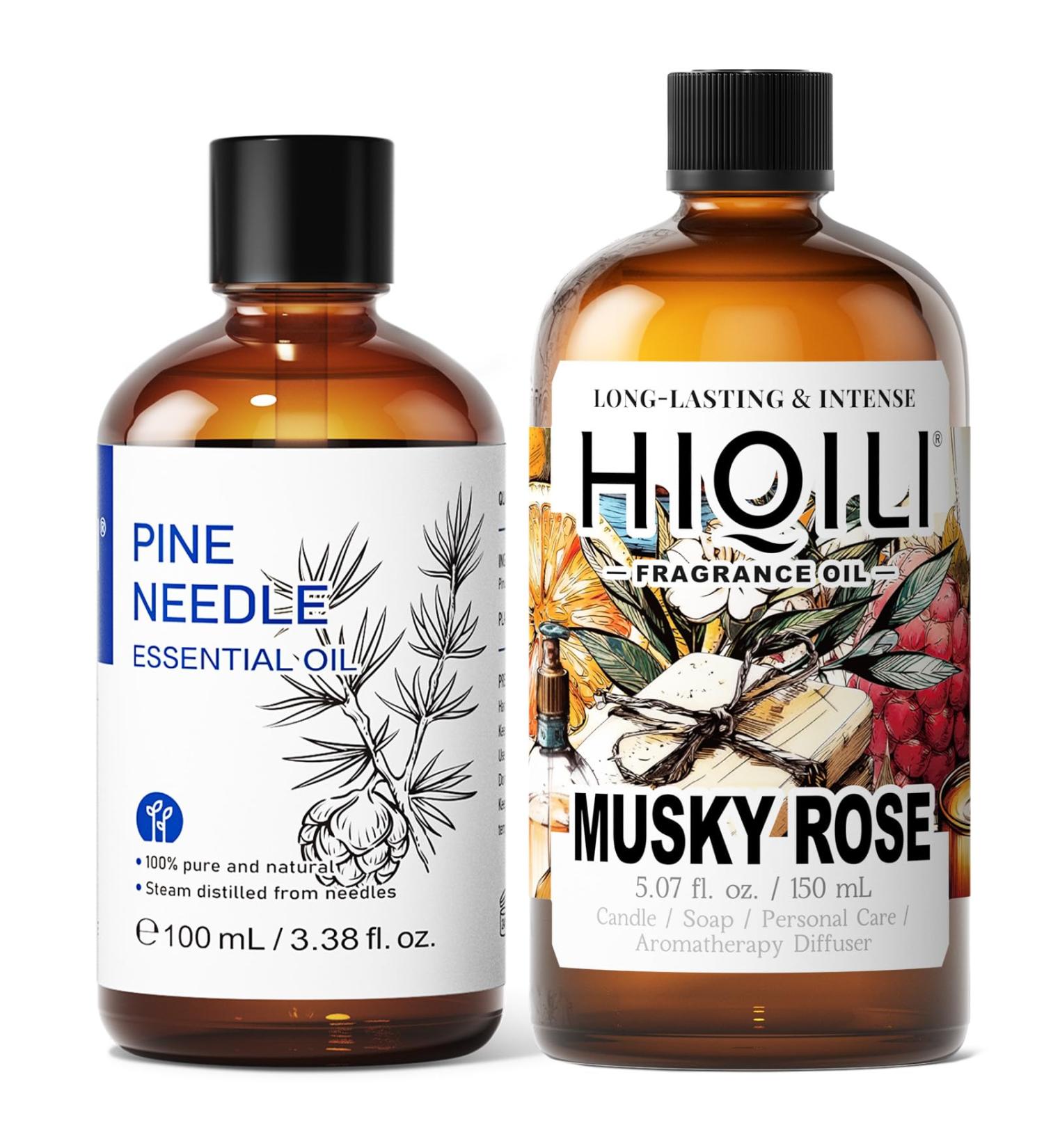 HIQILI 100ML Pine Essential Oil & 150ML Musky Rose Fragrance Oil for DIY Diffuser - Buy Online on GoSupps.com