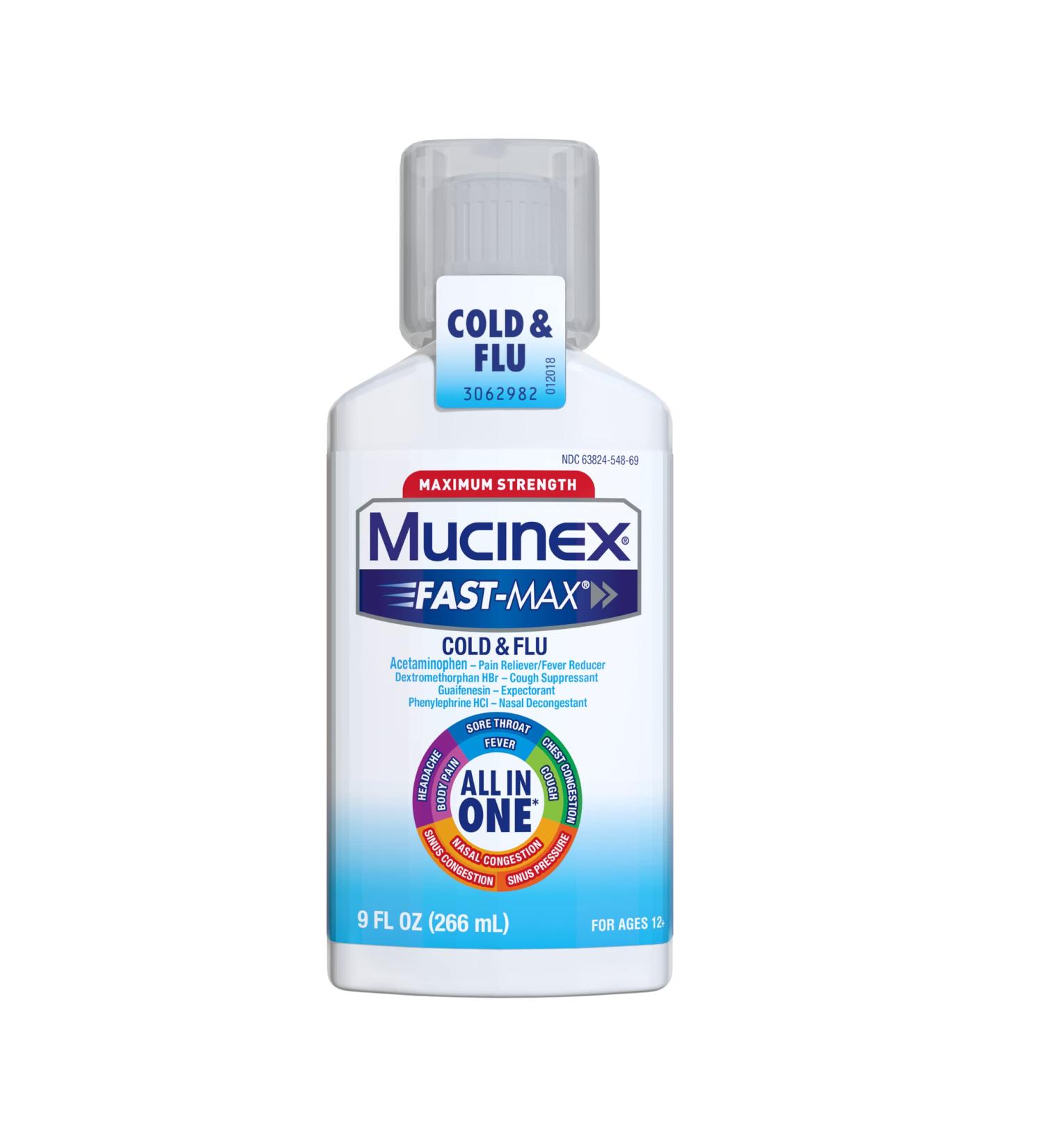 Mucinex Fast-Max Maximum Strength All-In-One Cold & Flu Relief - 9oz Bottle - Buy Online on GoSupps.com