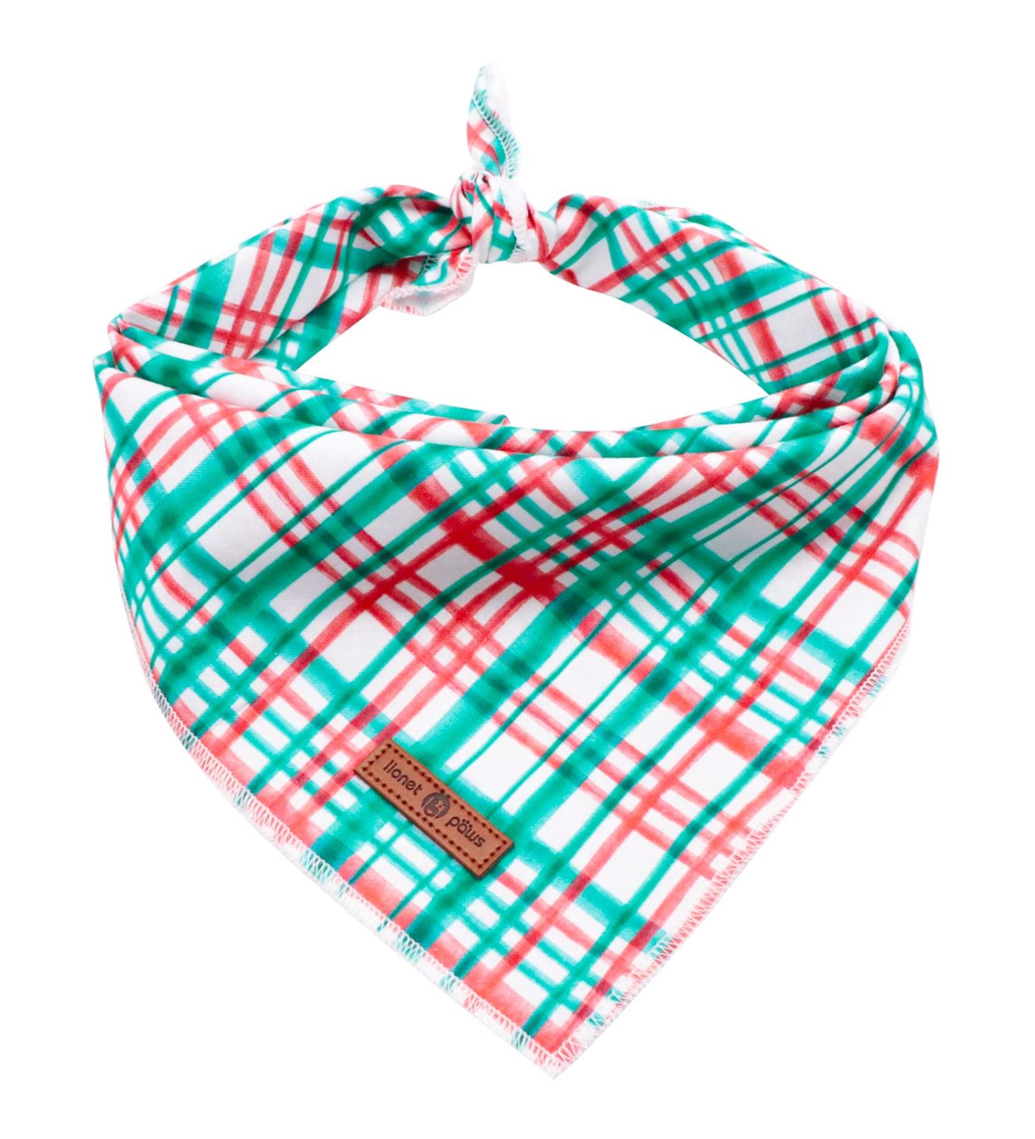 Lionet Paws Christmas Bandana for Dogs - Red & Green Checkered Headscarf Triangular Scarf for Small to Large Dogs (1-Pack) - Buy Online on GoSupps.com