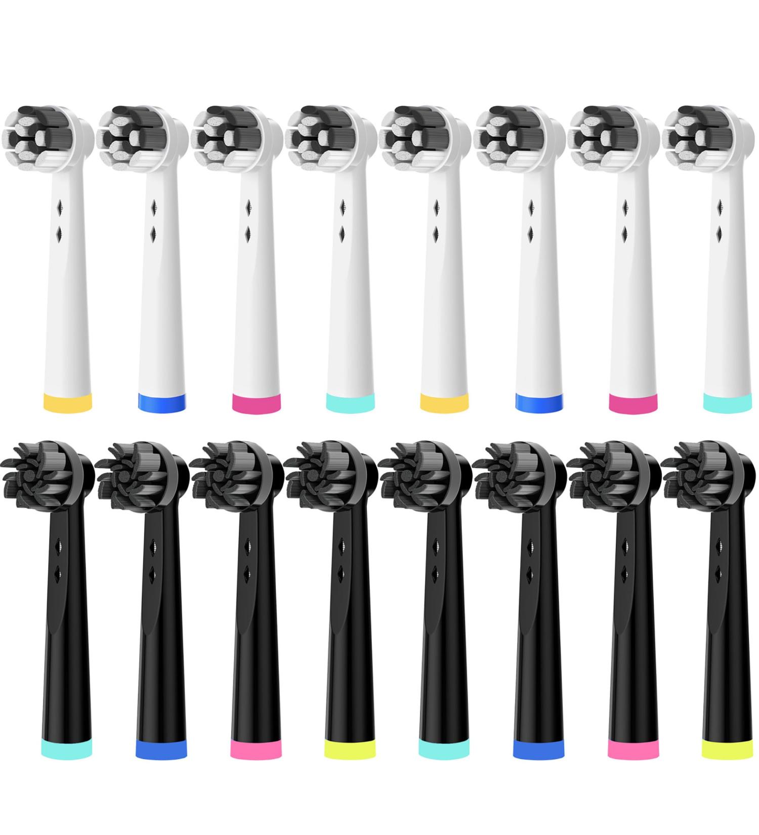 16 Replacement Brushes for Oral-B Electric Toothbrush - 8 White & 8 Black Compatible Heads for Precision Clean - Buy Online on GoSupps.com