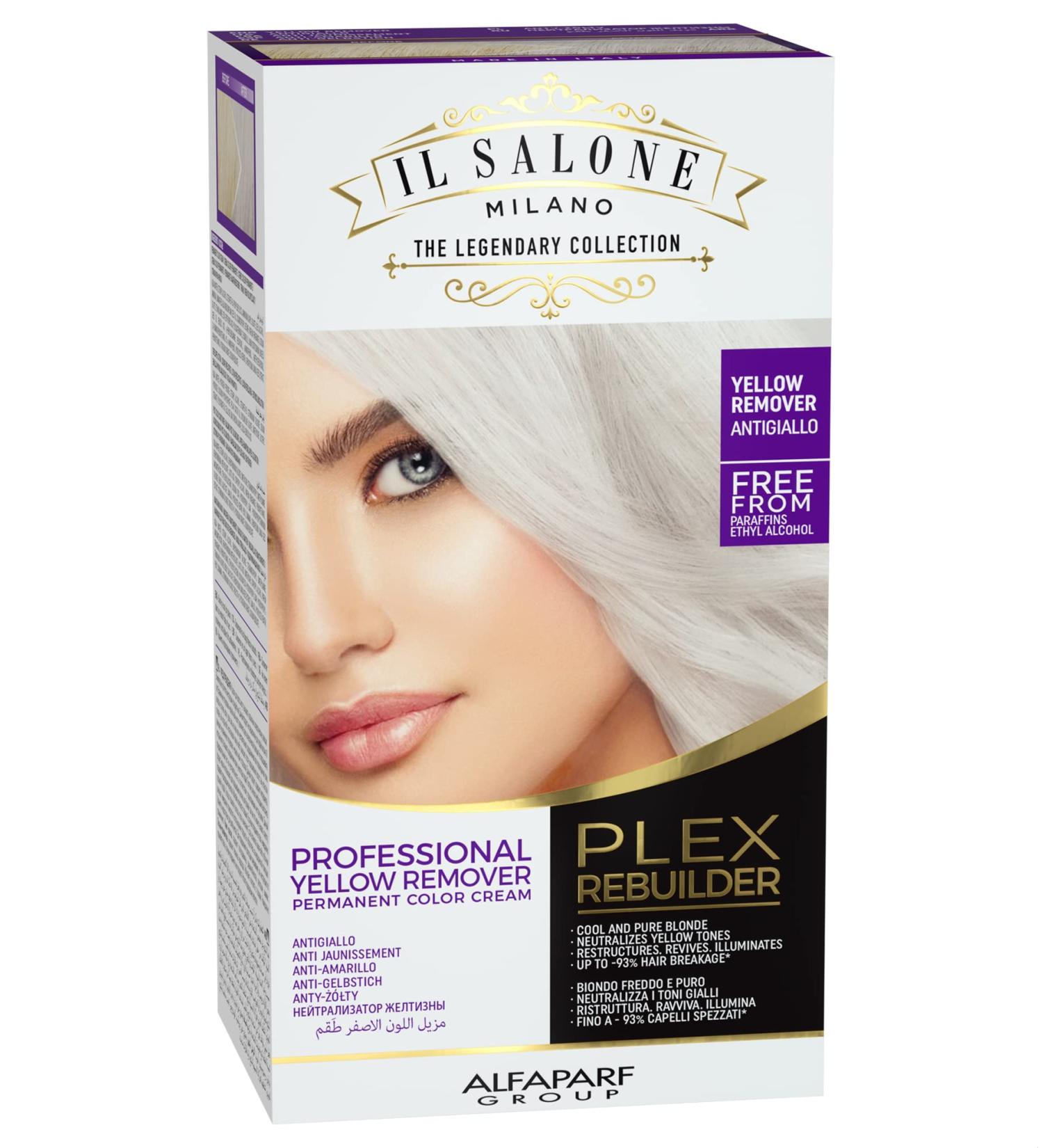 Il Salone Milano Plex Rebuilder - Yellow Remover Hair Dye Kit for Blonde, Grey, White Hair - Neutralizes Brassy Tones - Professional Salon Quality - Paraffin, Paraben, Ethyl Alcohol Free - Buy Online on GoSupps.com
