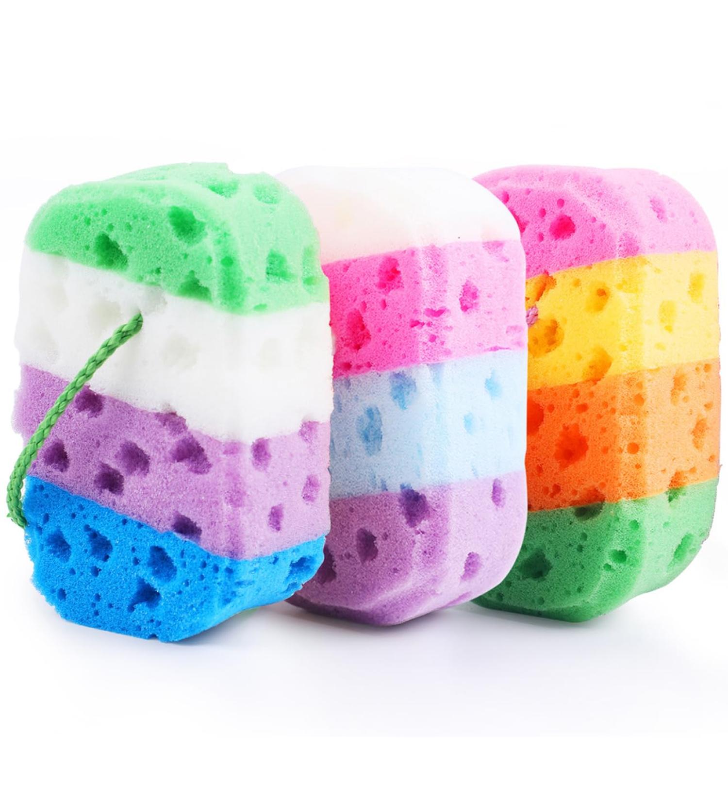 Buy Tizyff Reusable Shower Sponges for Men Women & Kids | 4 Color Peeling Bathing Sponges for Spa & Bath Time - Buy Online on GoSupps.com