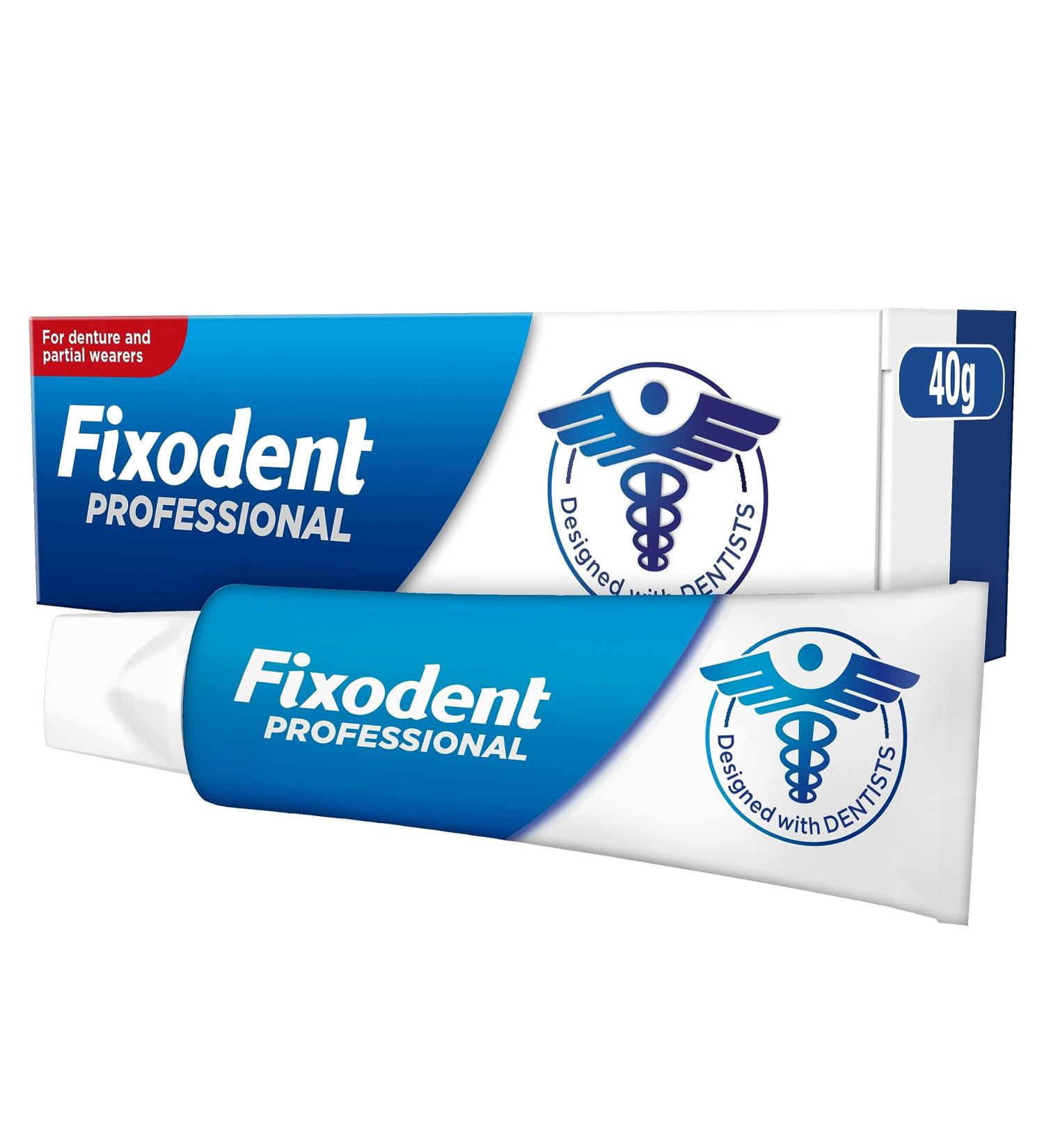 Fixodent Professional Denture Adhesive Cream 40ml - Best Hold & Antibacterial Action - Mint Flavor - Buy Online on GoSupps.com