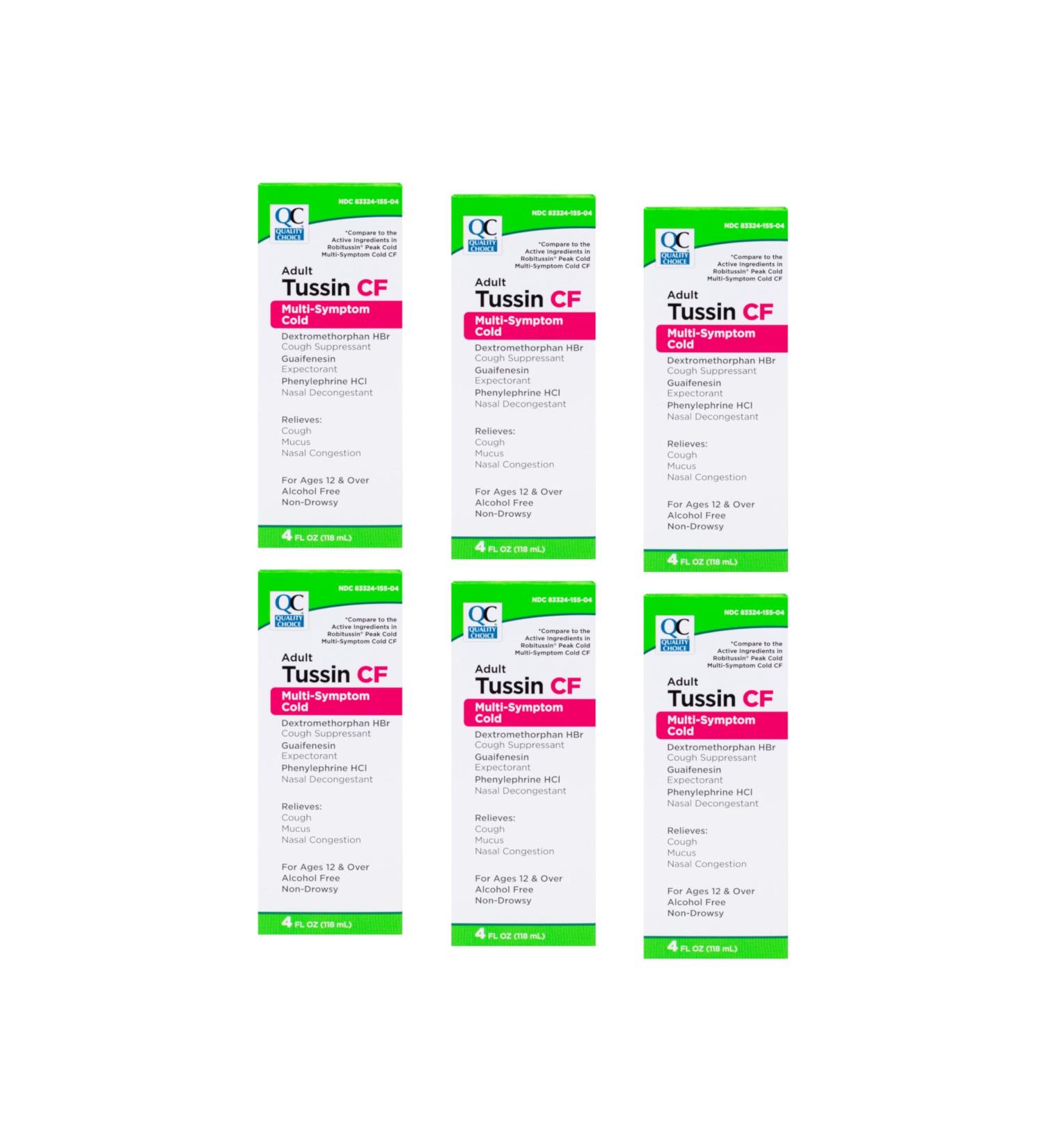 Quality Choice Non-Drowsy Tussin CF Multi-Symptom Cold Relief 4 Oz (Pack of 6) - Buy Online on GoSupps.com