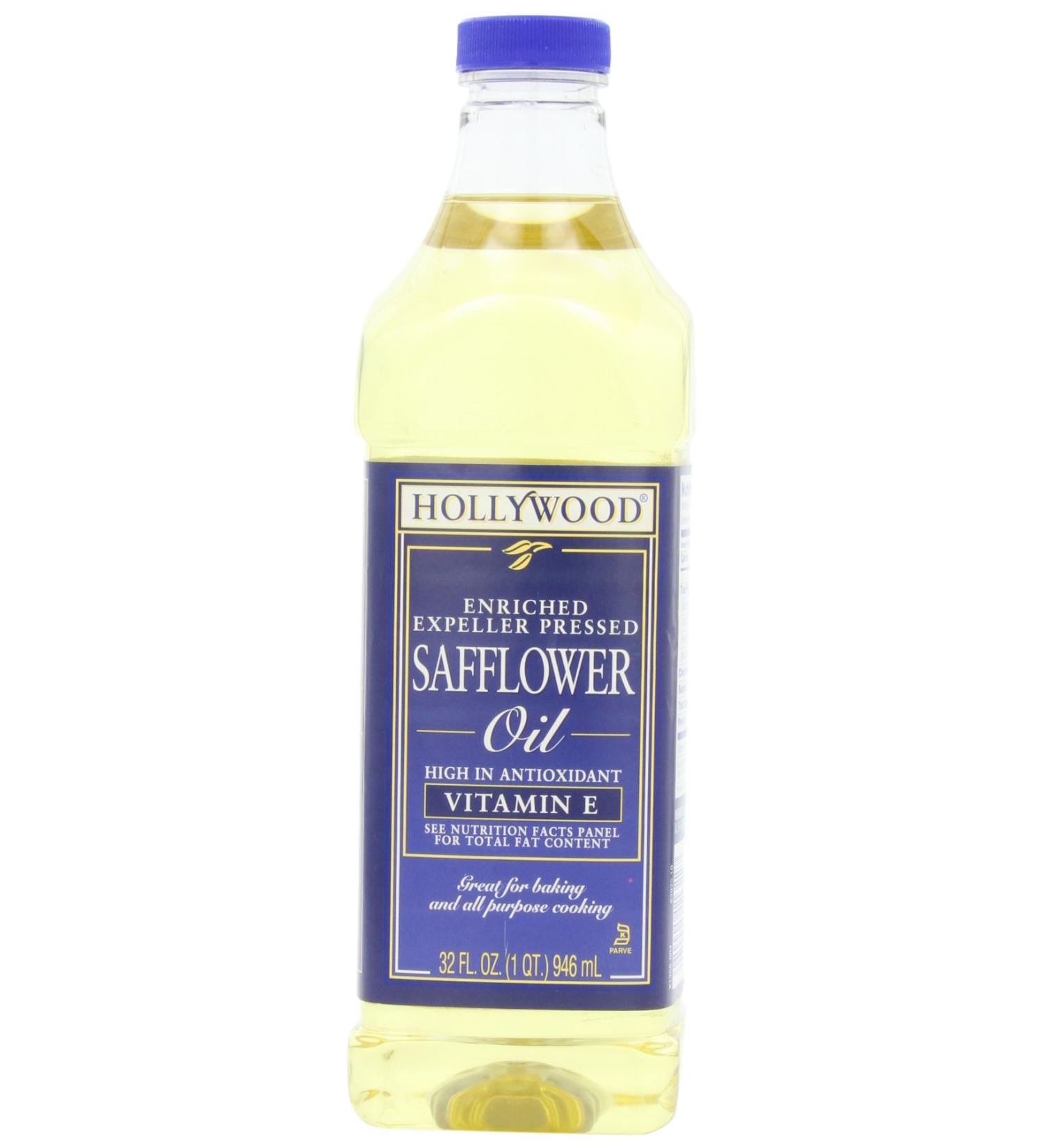 Hollywood Safflower Oil 32oz (Pack of 3) - Pure and Natural Cooking Oil - Buy Online on GoSupps.com