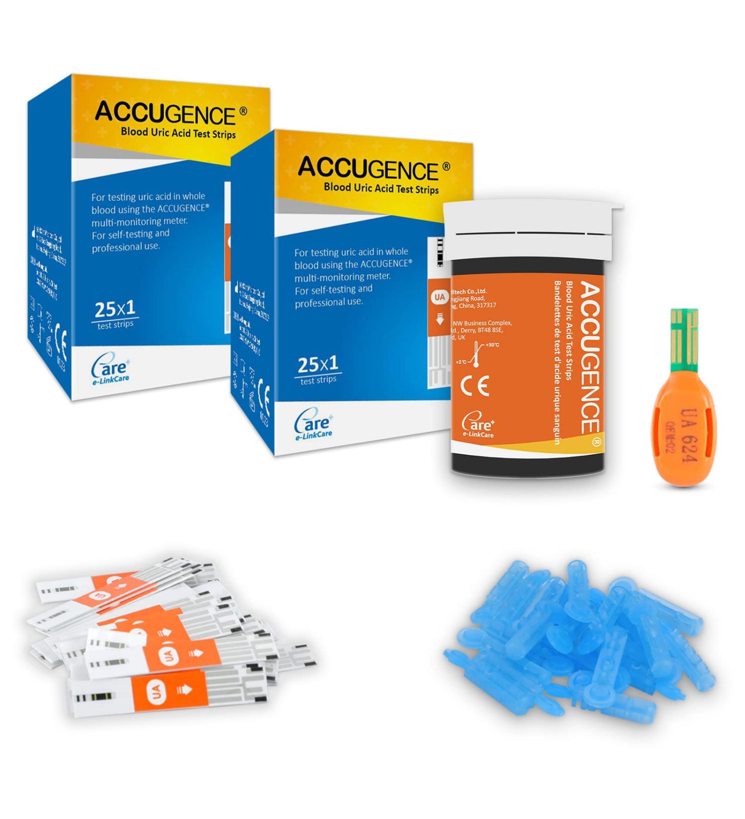 ACCUGENCE Home Uric Acid Test Kit - 50 Strips + 30 Lancets | Self-Testing for ACCUGENCE PM900 - Buy Online on GoSupps.com