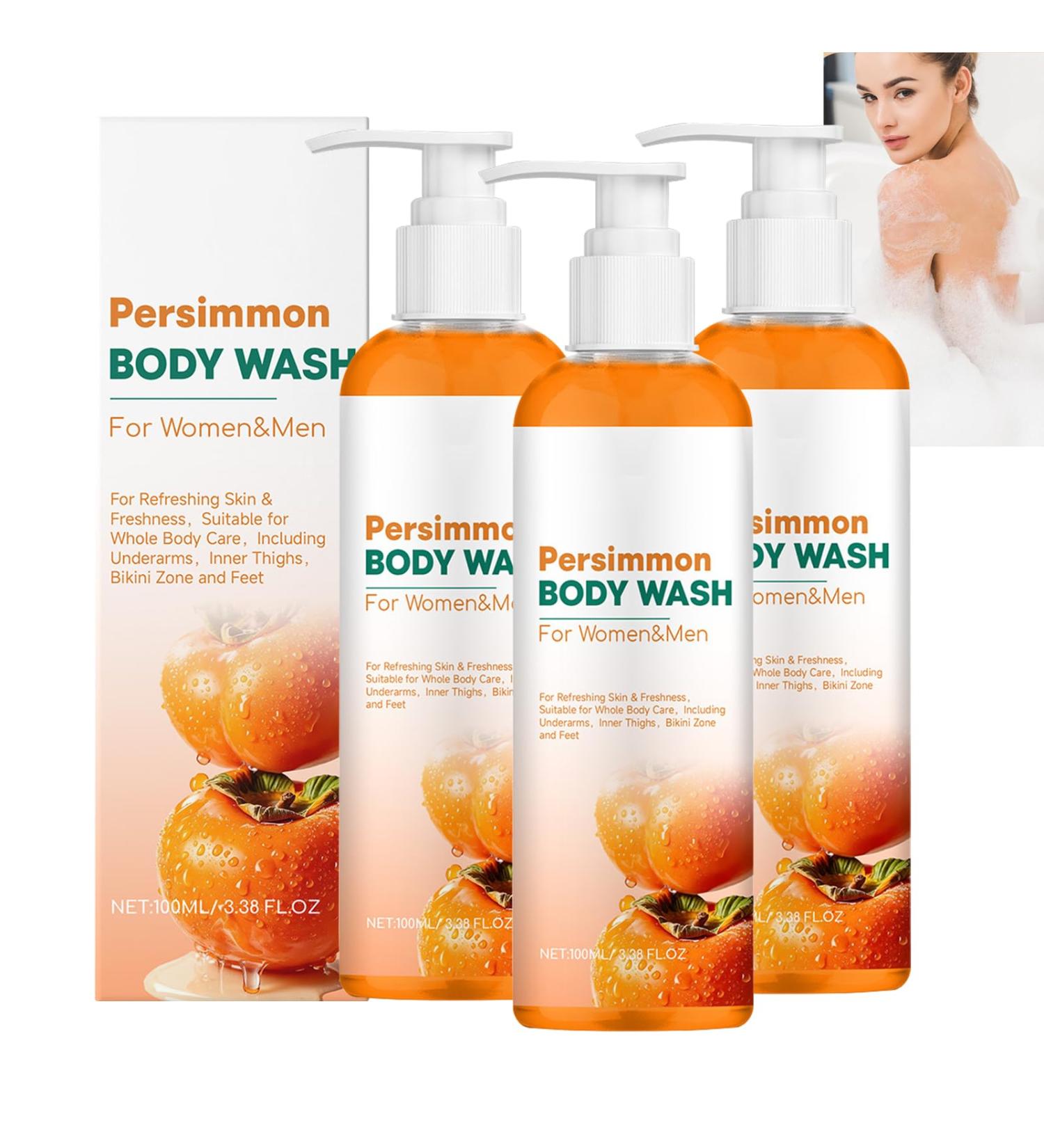  WRANBAO Persimmon Shower Gel Anti-Odor Deodorant Soap To Eliminate Stubborn Odors Especially Age-Related Odors Fresh Scent and Deep Cleansing of Body and Face Even Complexion (3 pcs) - Buy Online on GoSupps.com