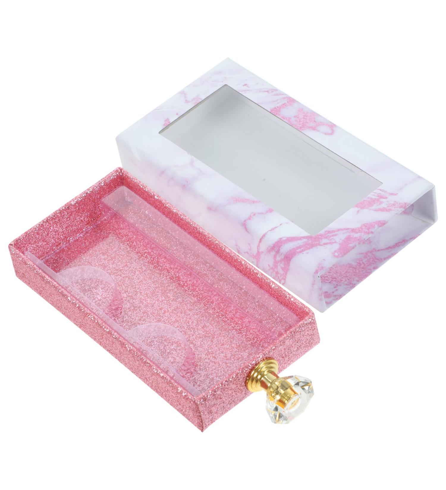 Angoily Storage Boxes For False Eyelashes Rectangular With Crystal Handle Easy To Open 13x6cm as shown - Buy Online on GoSupps.com