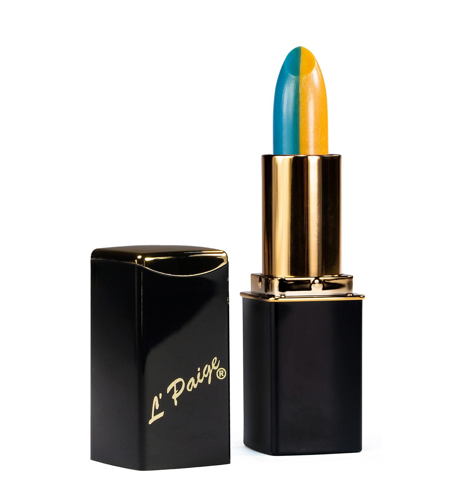 L'Paige (L09 BLUE/YELLOW Split-Stick Lipstick  Aloe Vera Based  Long-lasting  Moisturizing