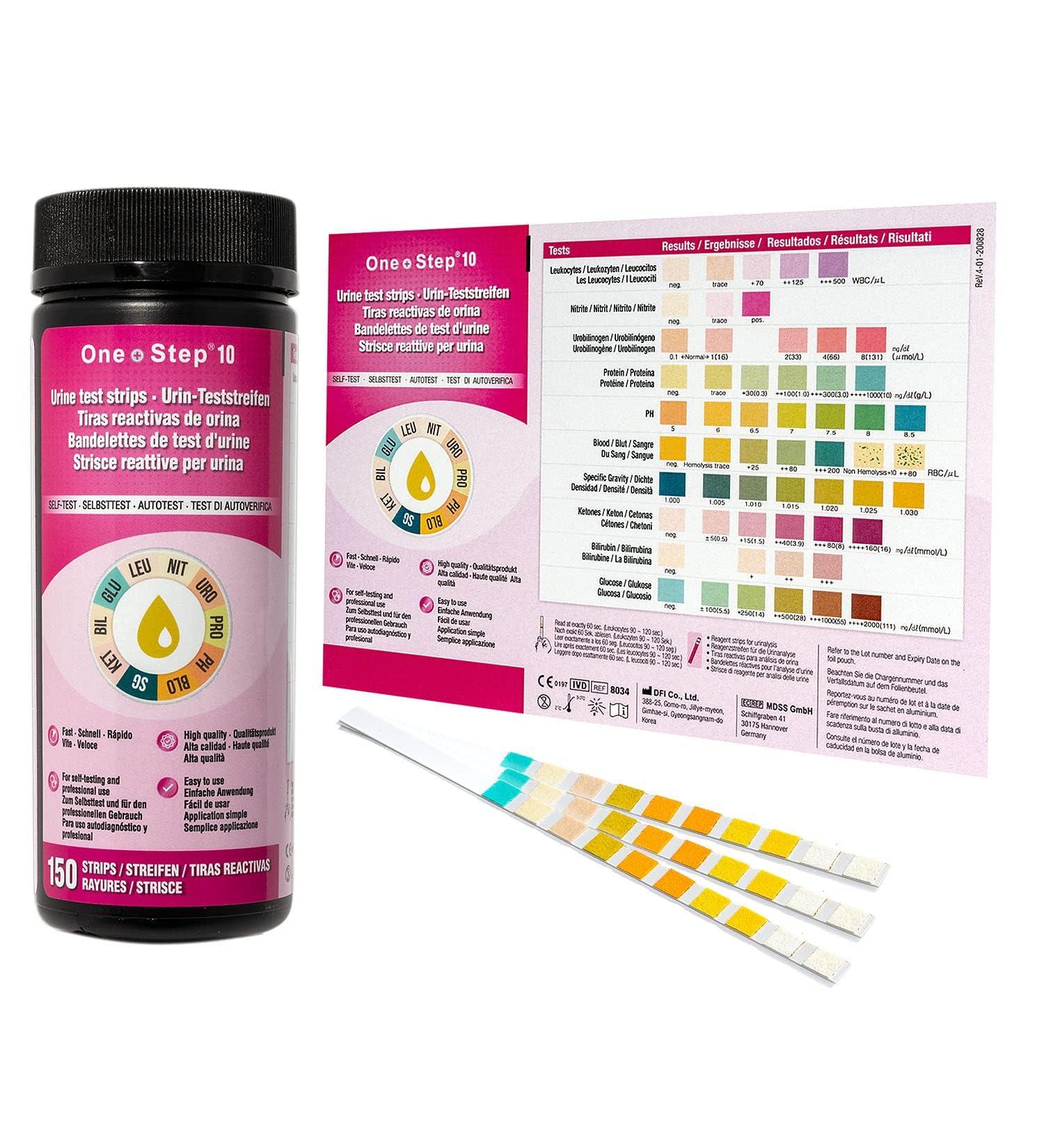 150 One-Step Urine Test Strips - 10 Indicator Health Tests for Urinary Tract Infections - At-Home Urine Analysis with Reference Color Card - 1 Pack - Buy Online on GoSupps.com