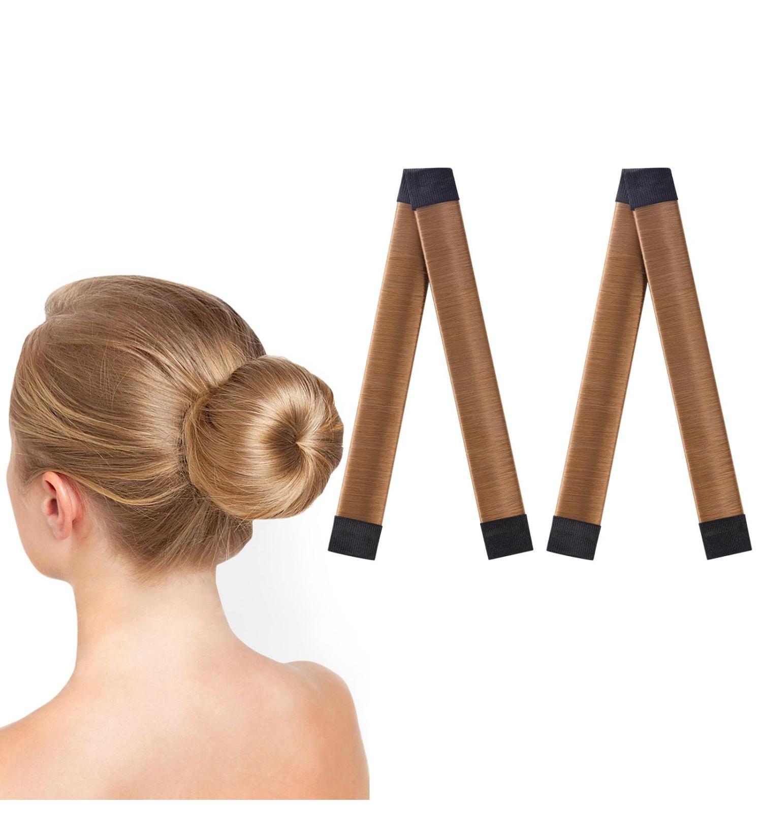 URAQT Hair Bun Shaper 2Pcs - Easy Donut Bun Maker for French Twist - Hair Styling Accessories for Girls and Women - Light Brown - Buy Online on GoSupps.com