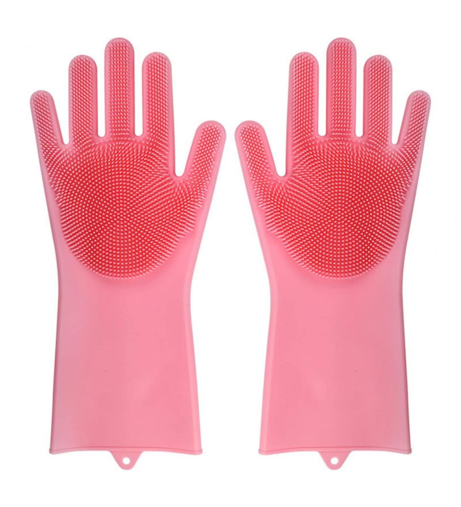 MBNVBNM Cleaning gloves Convenient Household Kitchen Scrubber Silica Gel Cleaning Gloves Dishwashing Gloves Household Heat Resistance (Color : Pink Size : Medium) - Buy Online on GoSupps.com