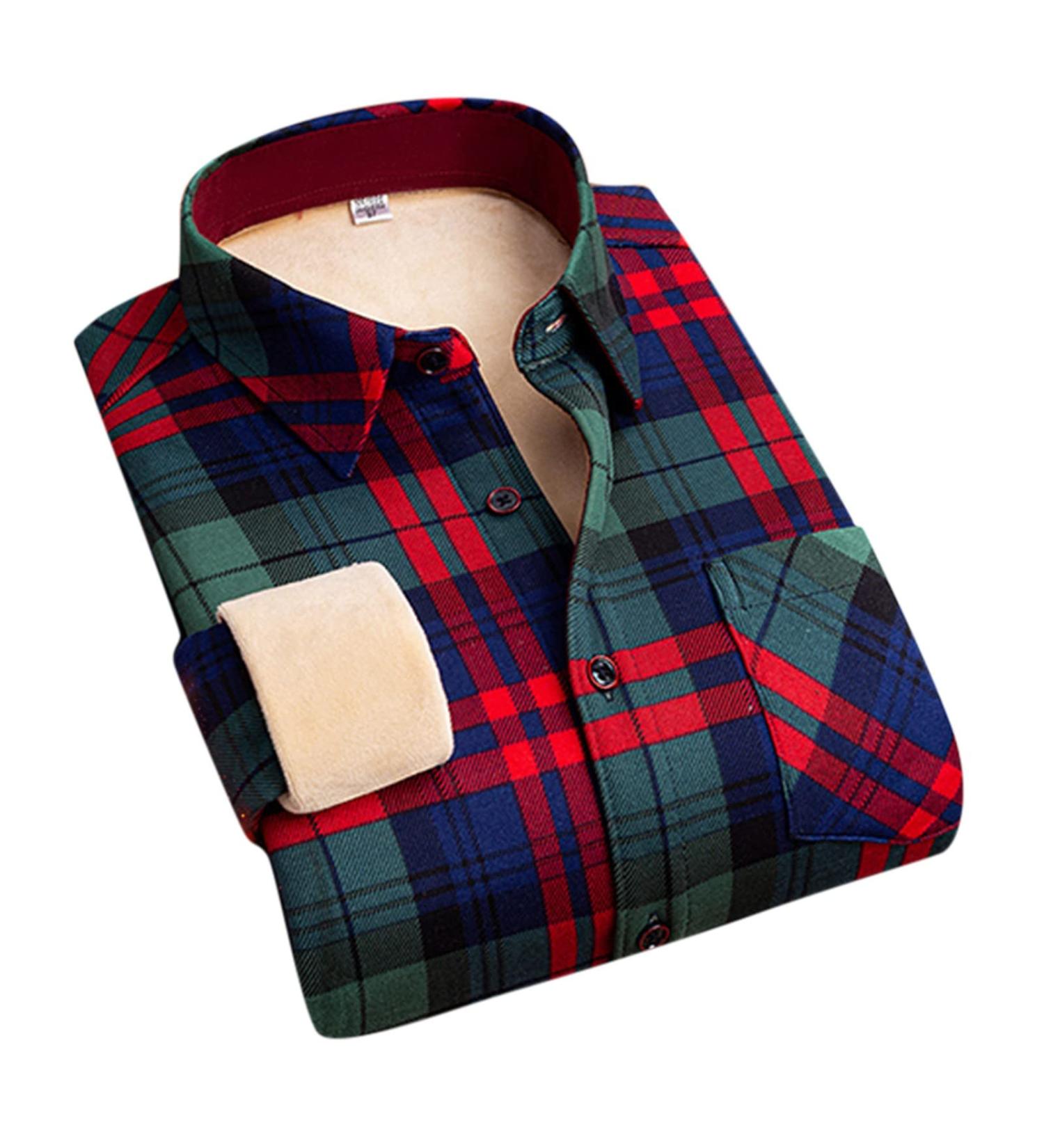 Women's Plaid Warm Shirt - Plush Thickened Winter Bottomed Shirt for Fall - X-Large - Buy Online on GoSupps.com