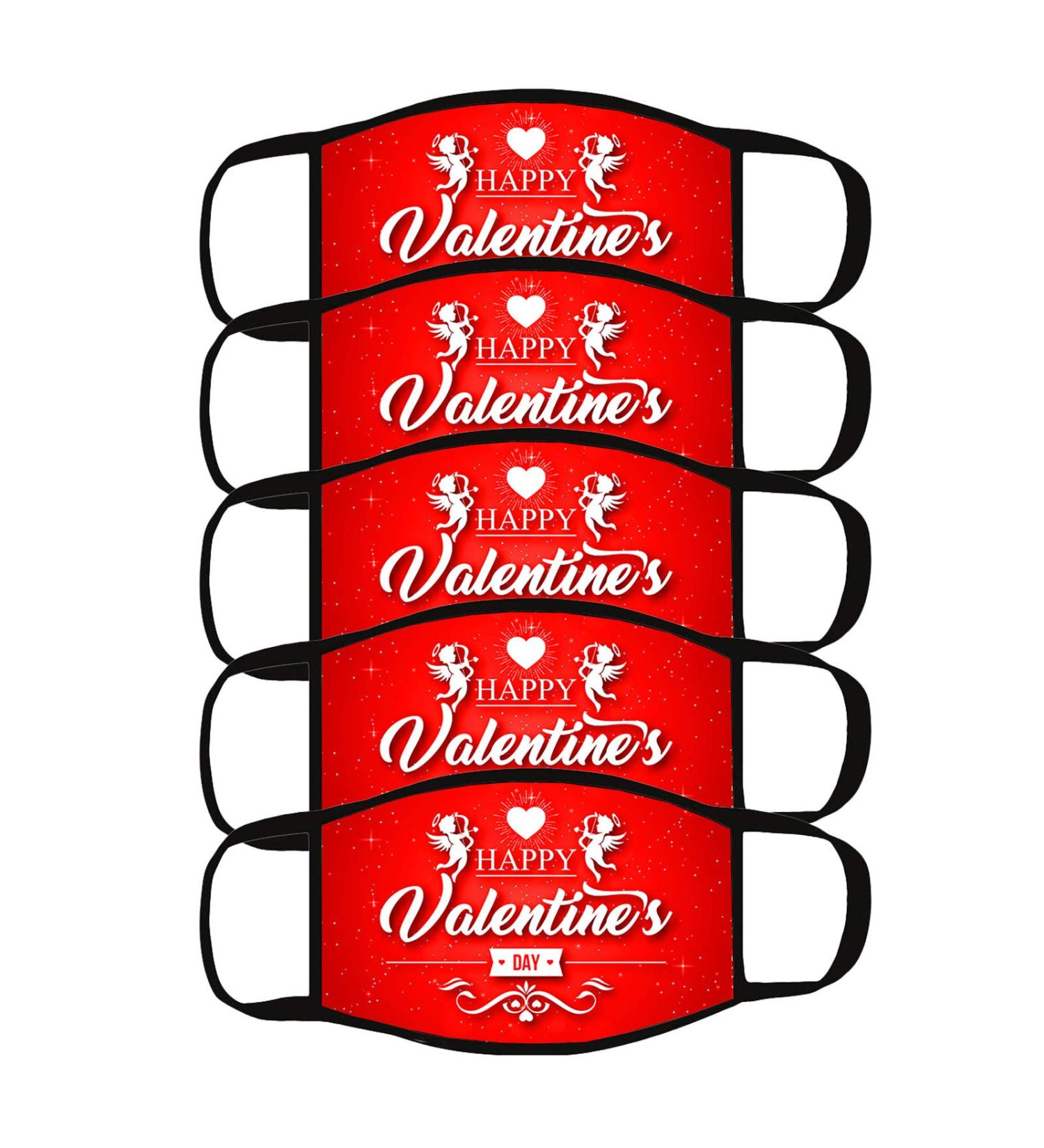 5PCS Windproof Activated Carbon mask Valentines Day Baby Cat Holding Heart Shaped Baloons Romantic Love Themed Illustration Vermilion Black Facial decorations for adults - Buy Online on GoSupps.com