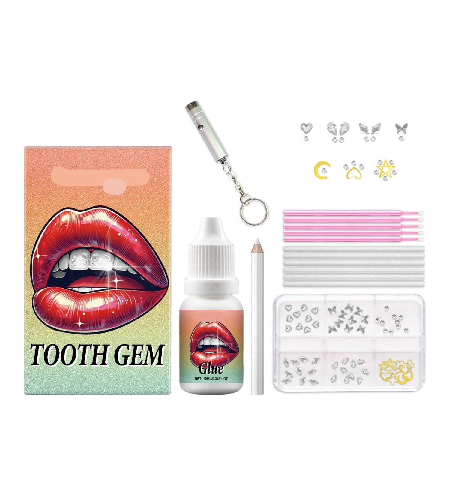 DIY Tooth Gem Kit - Shiny Decorations With UV Light & Strong Adhesive Easy Application For Unique Smile(2PC) - Buy Online on GoSupps.com