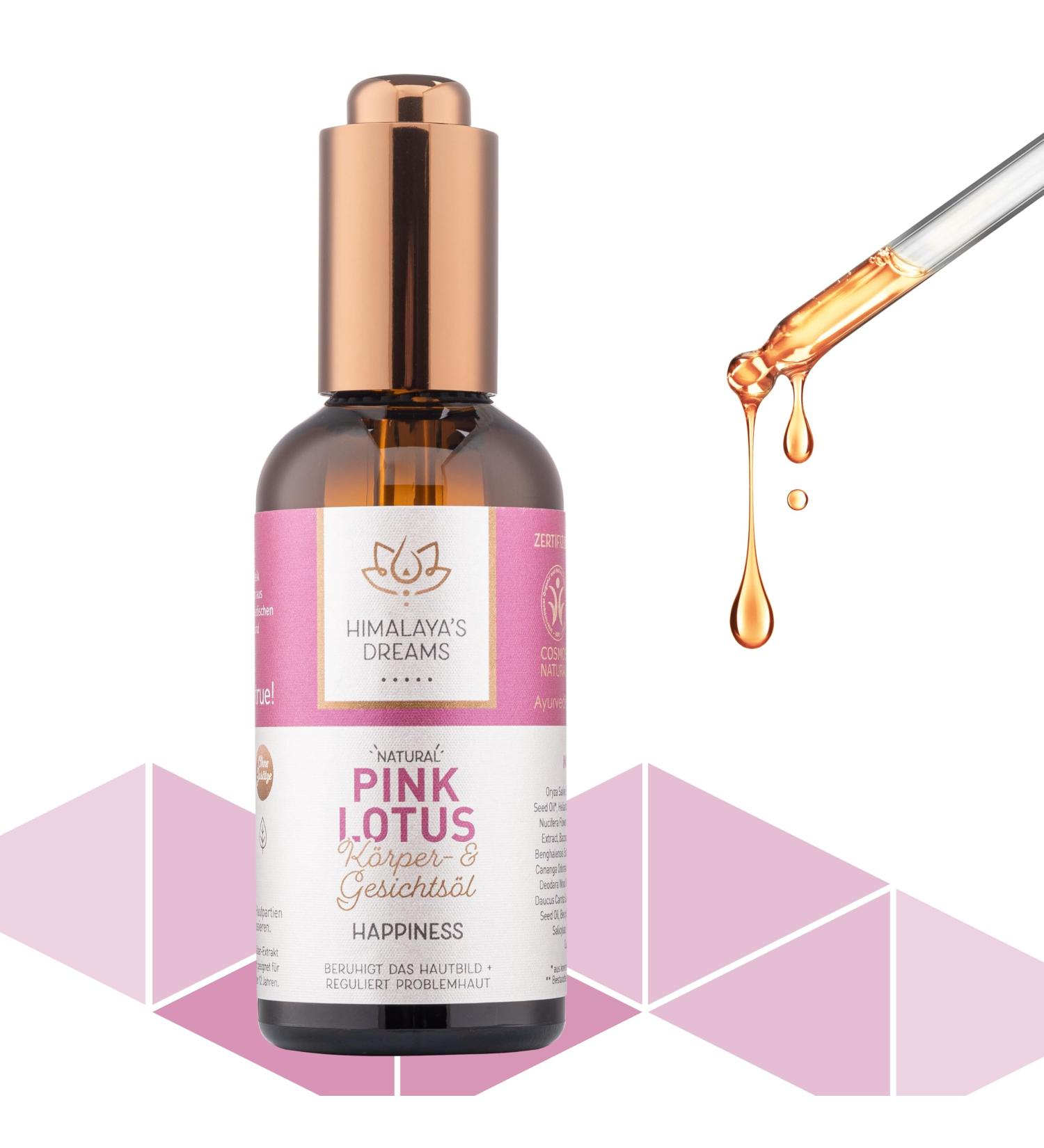Himalayas Dreams Ayurvedic Body & Facial Oil for Acne Vegan Natural Massage Oil with Almond Sesame Lavender Neem & Pink Lotus | 100ml - Buy Online on GoSupps.com