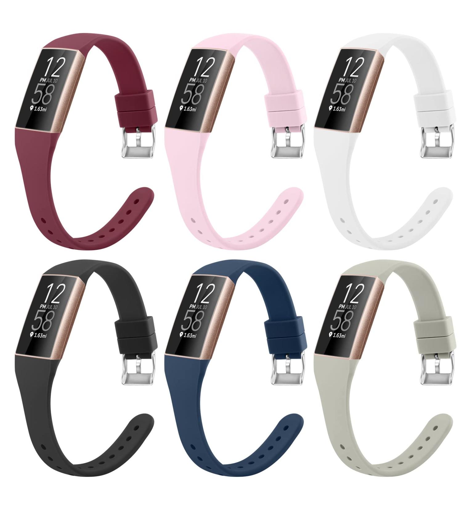 Fitbit Charge 4 Bands 6 Pack Silicone Sports Replacement Straps - Wine Red/Pink/White/Black/Navy Blue - Compatible with Fitbit Charge 3/4 SE - Men/Women (6 Pack A) - Buy Online on GoSupps.com